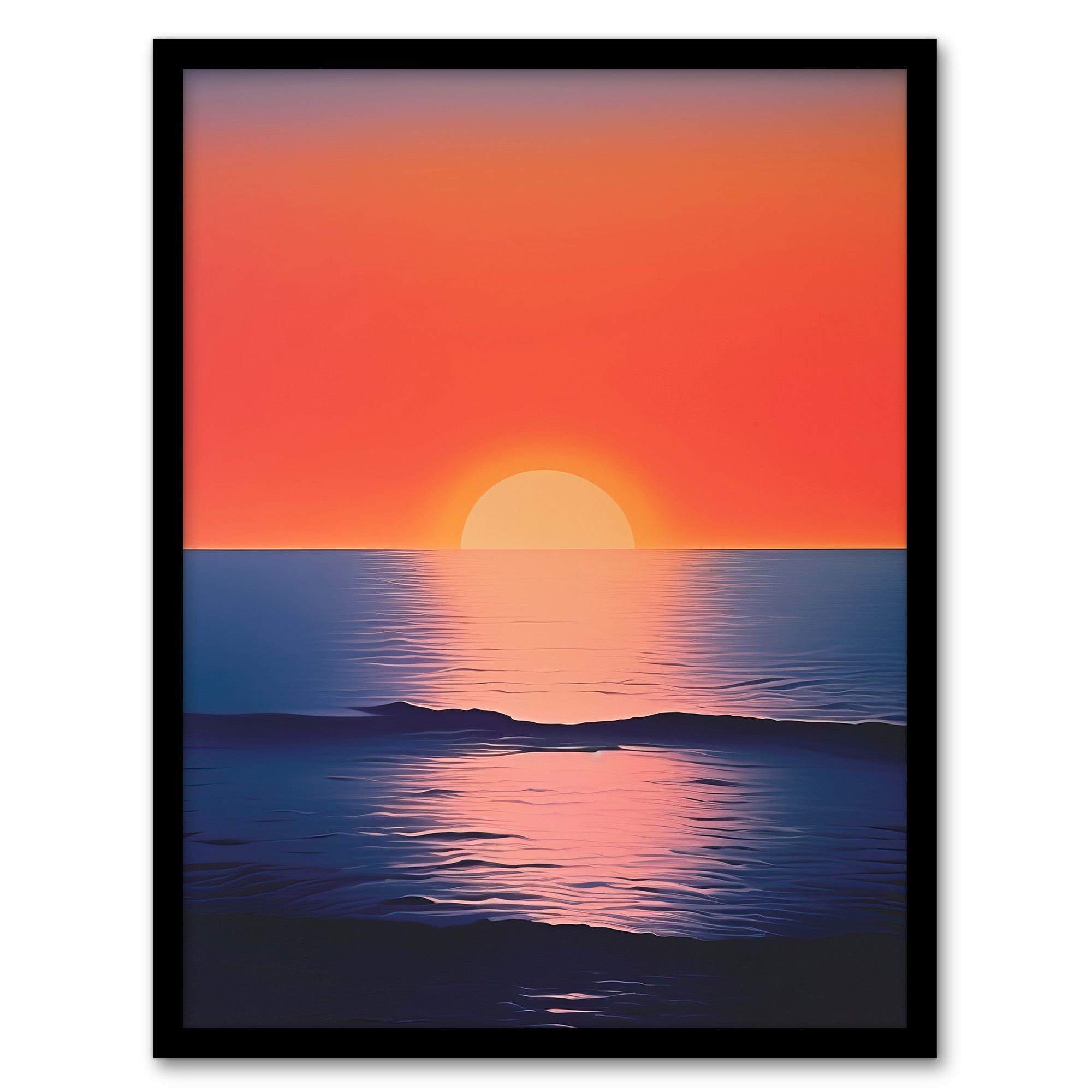 Morning Glory Sunset on Sea Orange Blue Wall Art Poster Print Picture