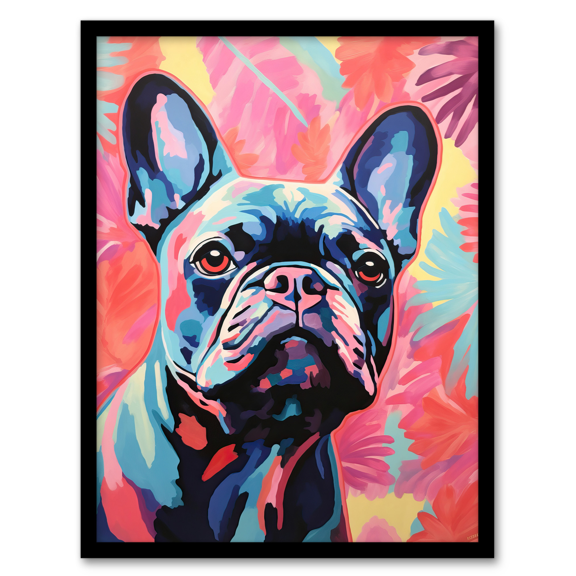 The Pastel Pooch French Bulldog Neon Fun Wall Art Poster Print Picture