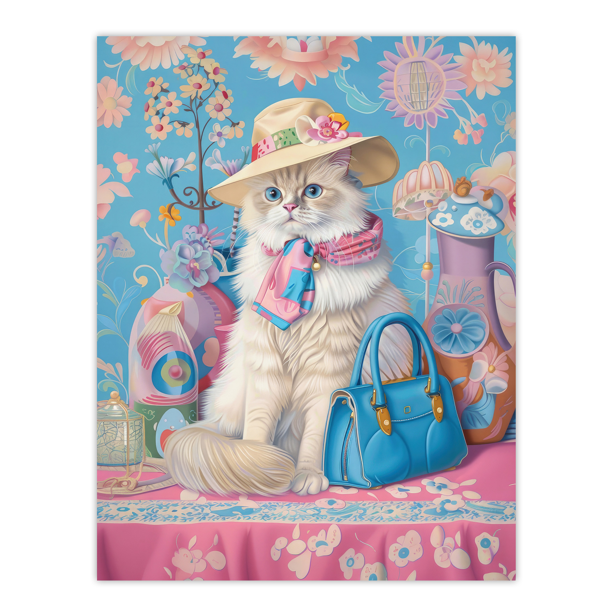 Ragdoll Cat Lover Pet Floral Fashion Accessories Wall Art Poster Print Picture