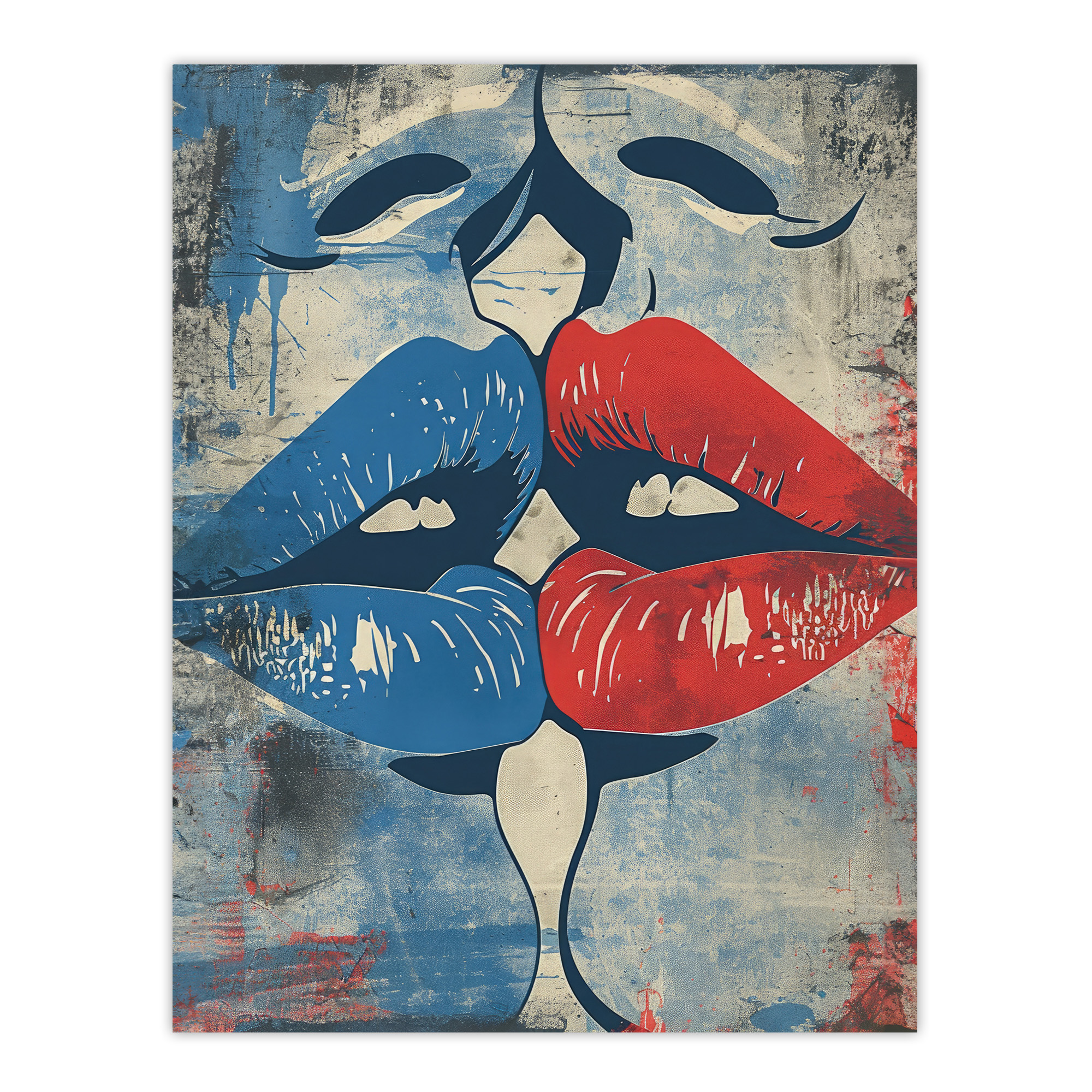 Pop Art Kiss Cartoon Pride LGBT Red Blue Love Wall Art Poster Print Picture