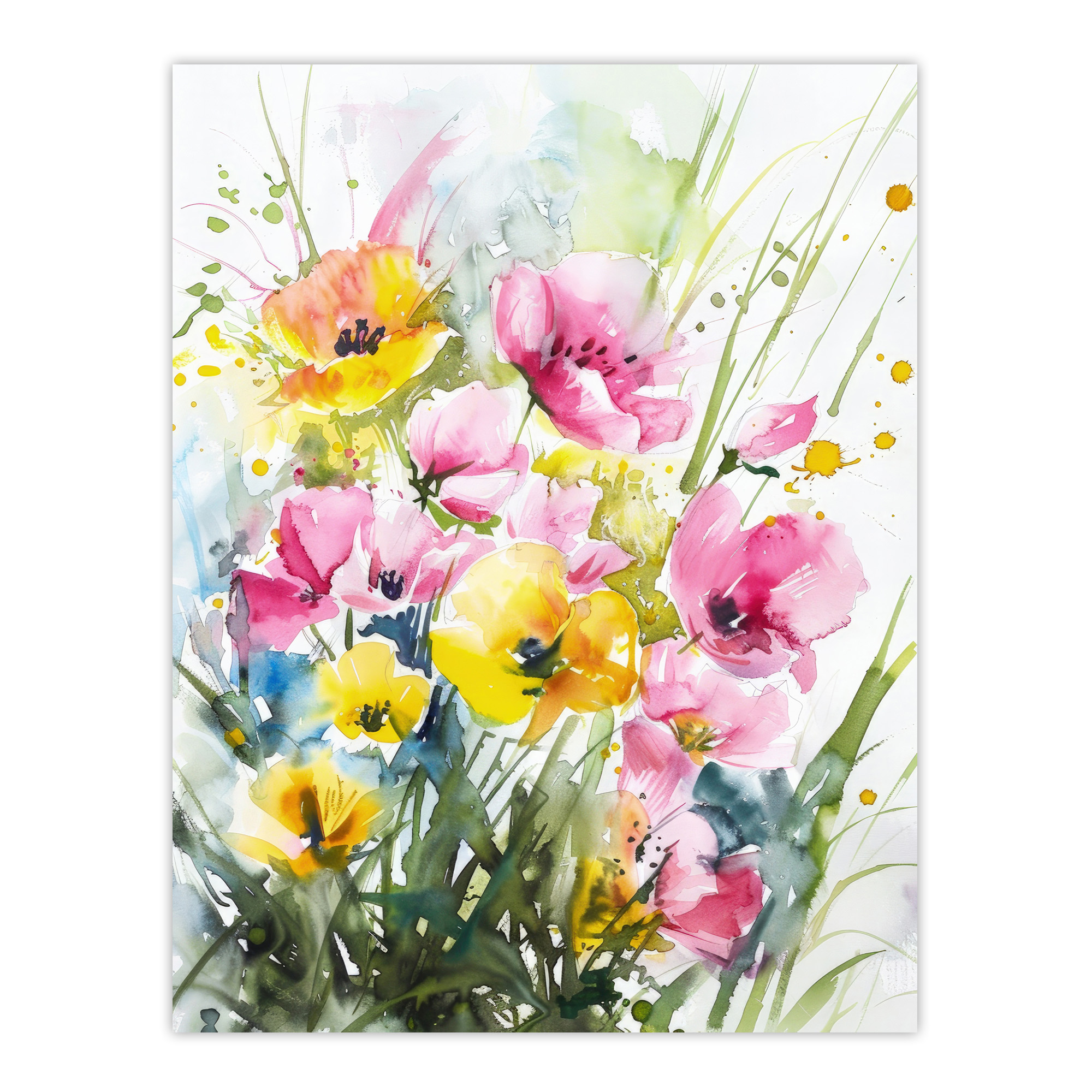 Watercolour Spring Flowers Painting Floral Elegant Wall Art Poster Print Picture