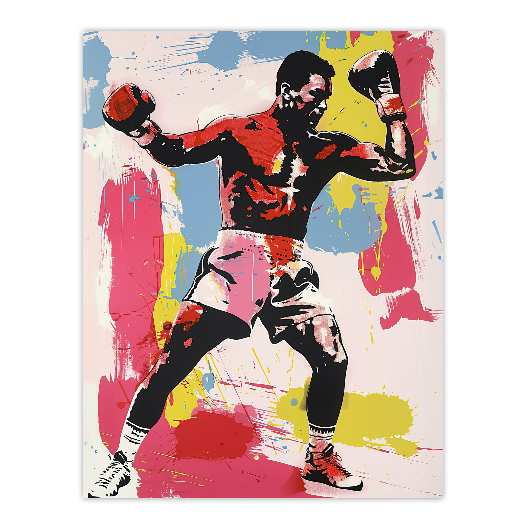 Boxer Sport Portrait Boxing Gloves Colourful Bold Wall Art Poster Print