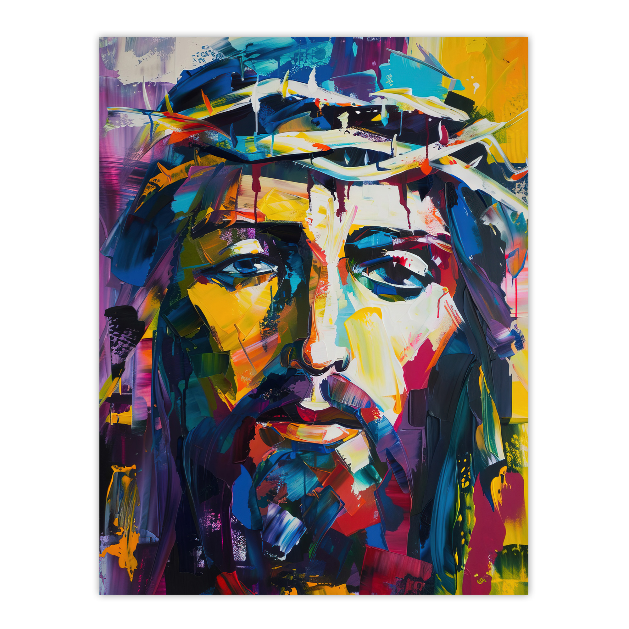 Jesus Thorn Crown Portrait Modern Portrait Wall Art Poster Print
