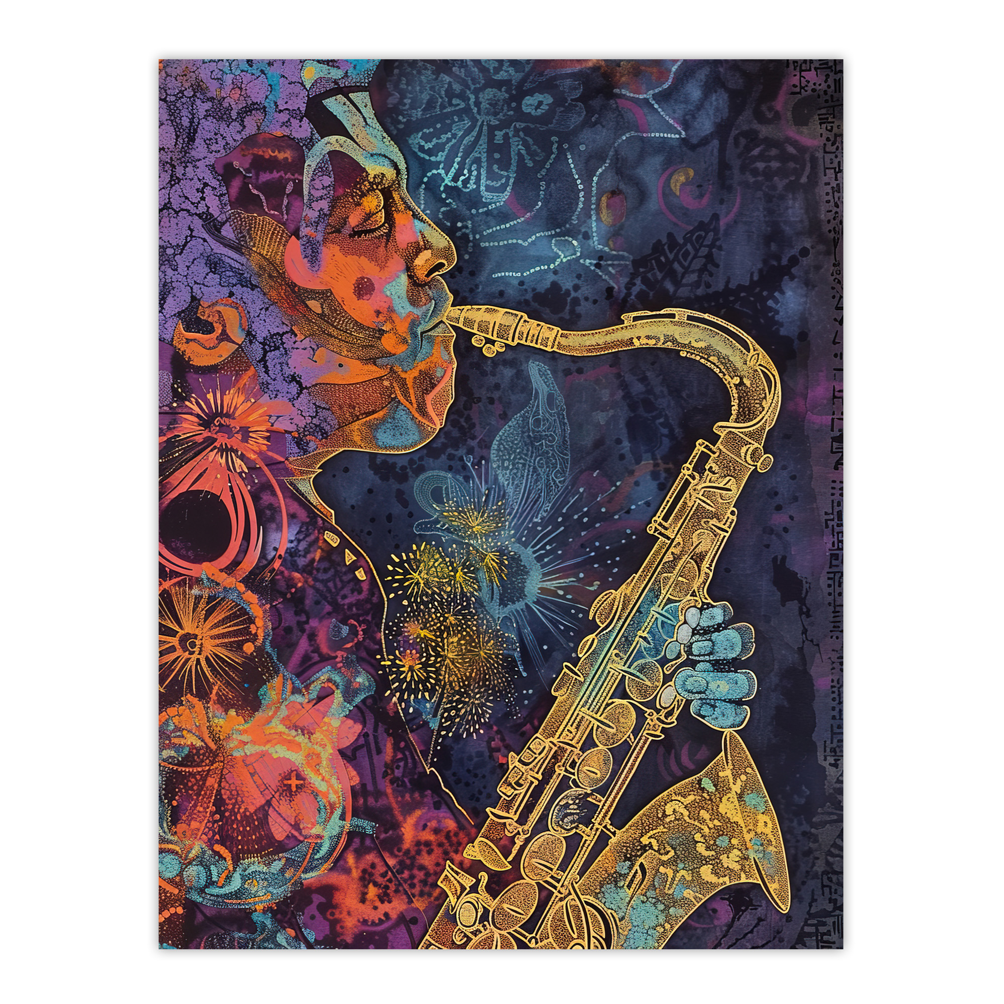 Transcendent Saxophone Music Trippy Concept Art Wall Art Poster Print