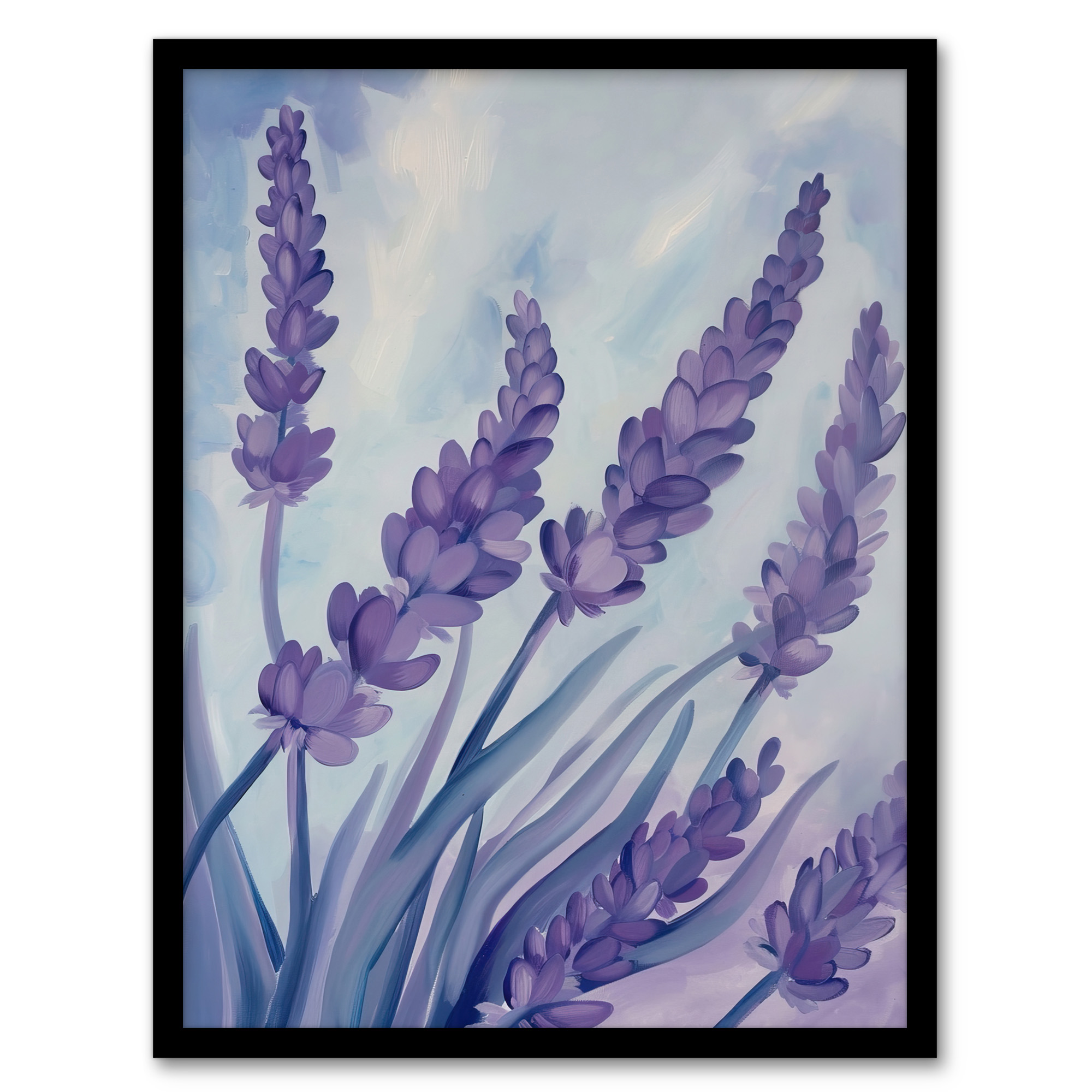 Classic Lavender Blue Sky Painting Modern Floral Wall Art Poster Print