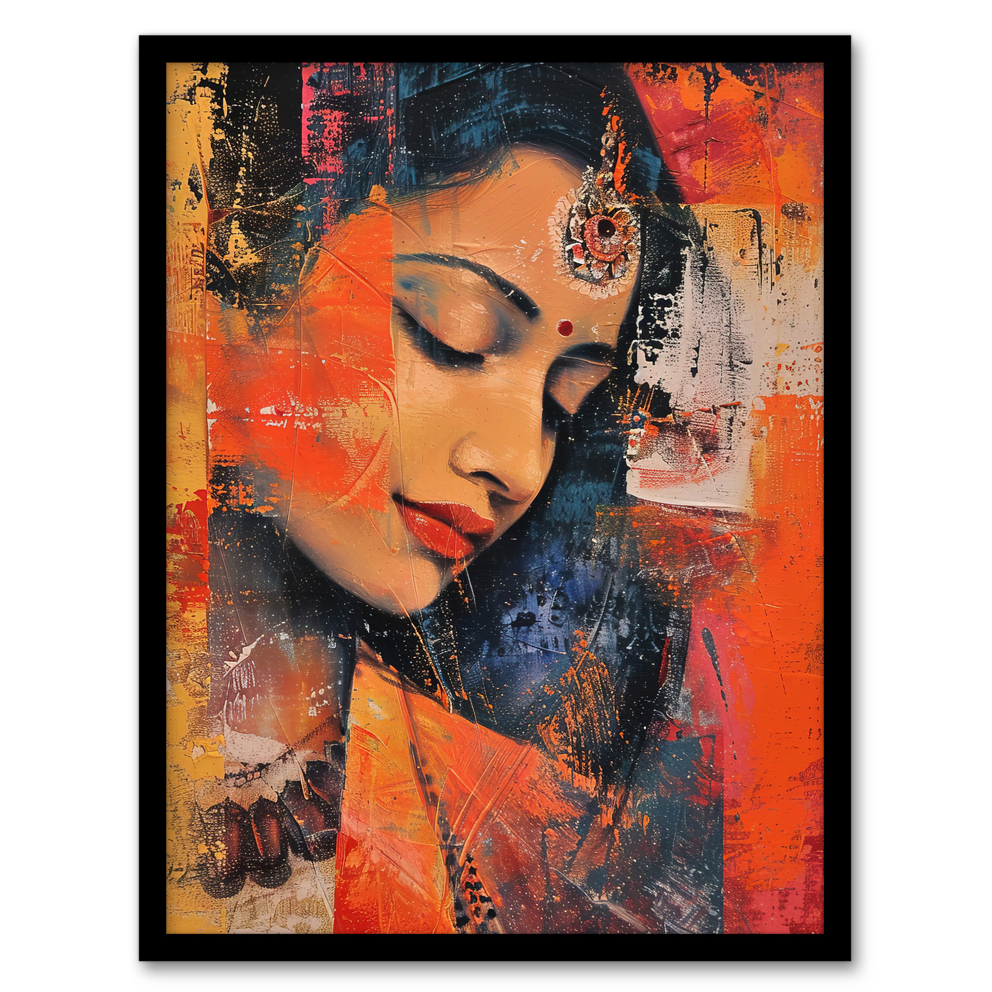 Young Indian Woman Portrait Modern Artwork Beauty Wall Art Poster Print