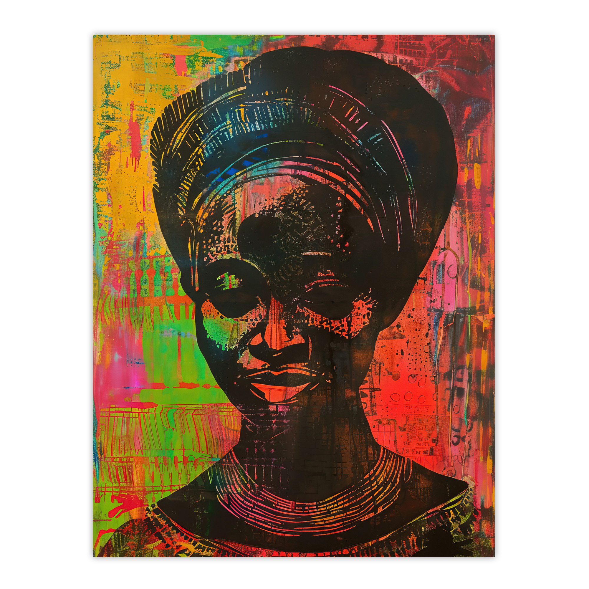 Colourful West African Woman Modern Artwork Wall Art Poster Print