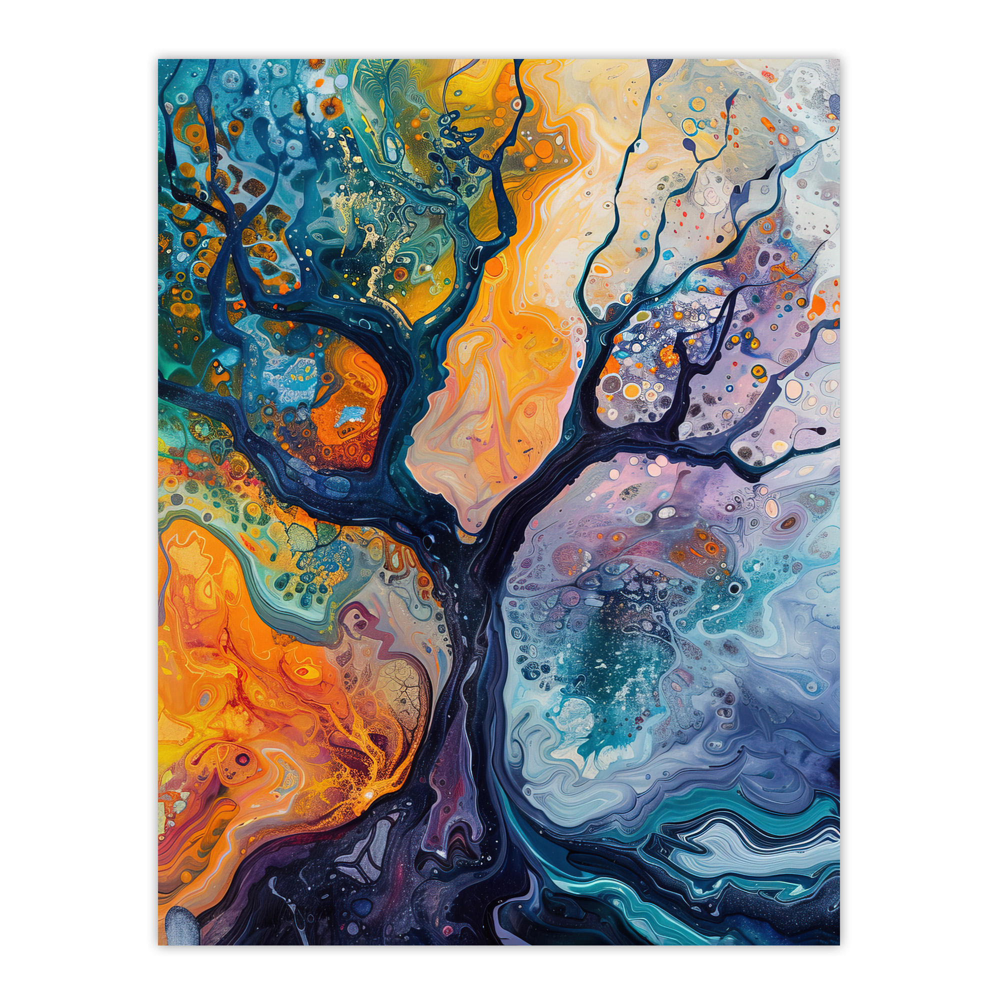 Abstract Tree Water Bubble Painting Organic Wall Art Poster Print
