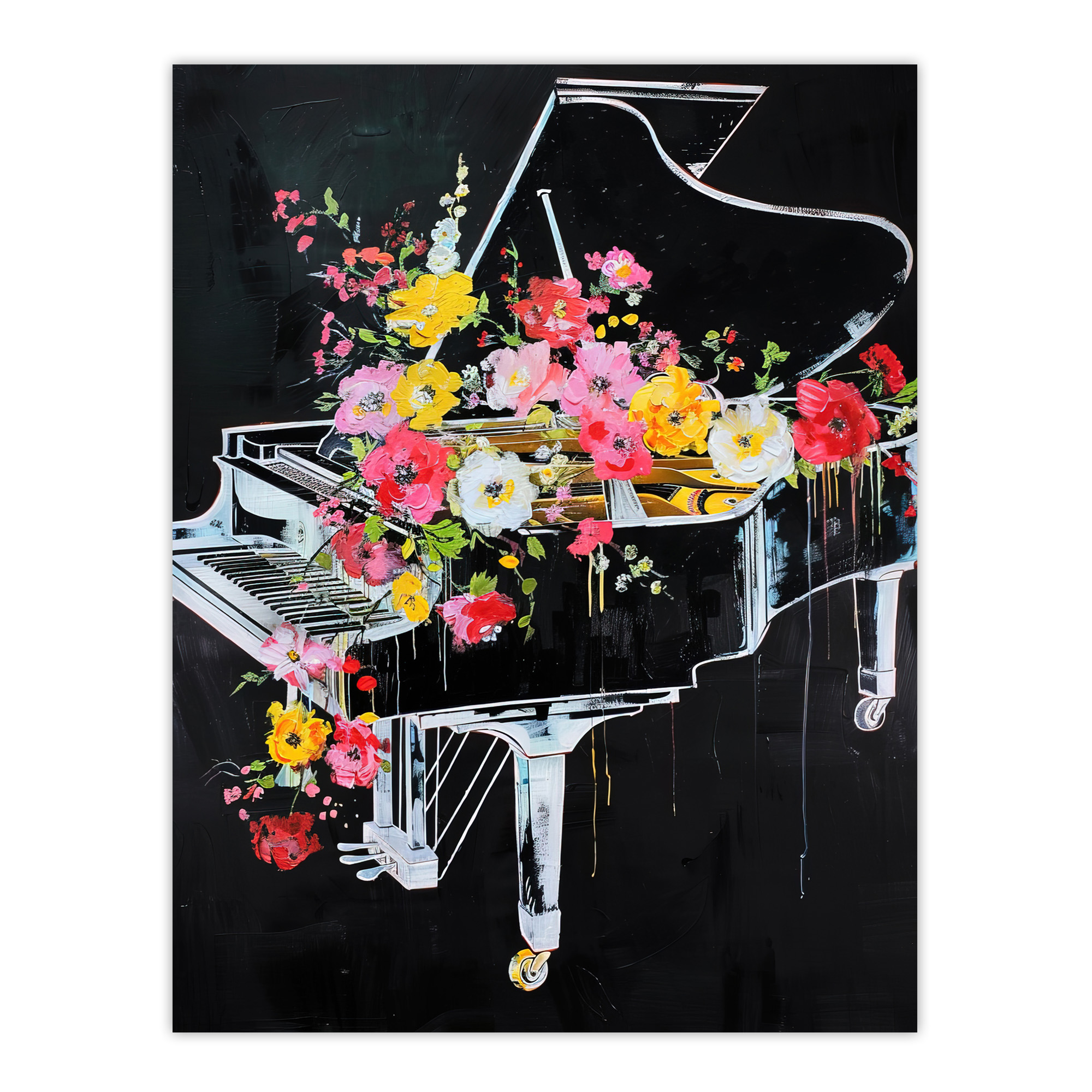 Wildflowers in Grand Piano Street Art Graffiti Wall Art Poster Print