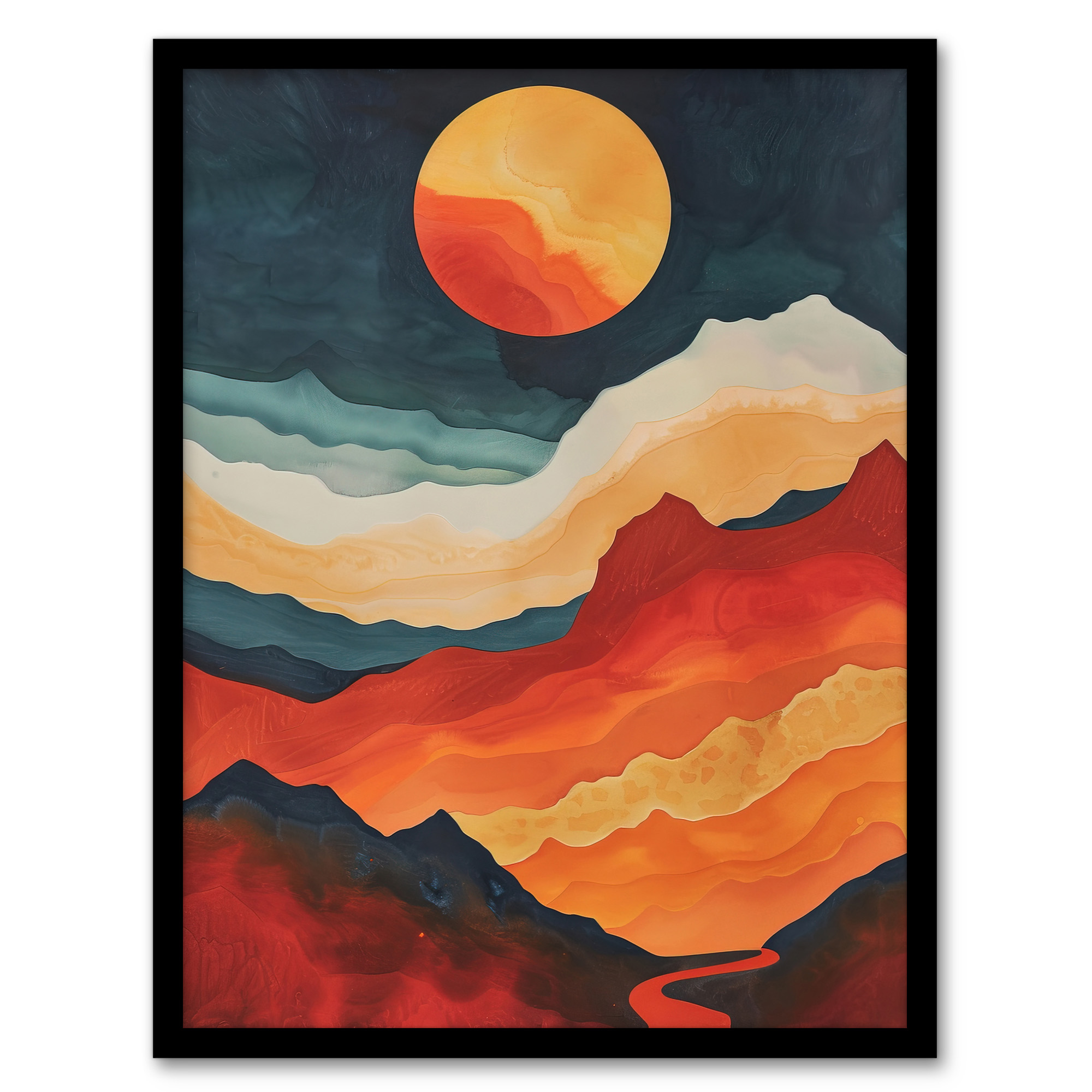 Sunset Over Mountain Canyon Artwork Landscape Wall Art Poster Print