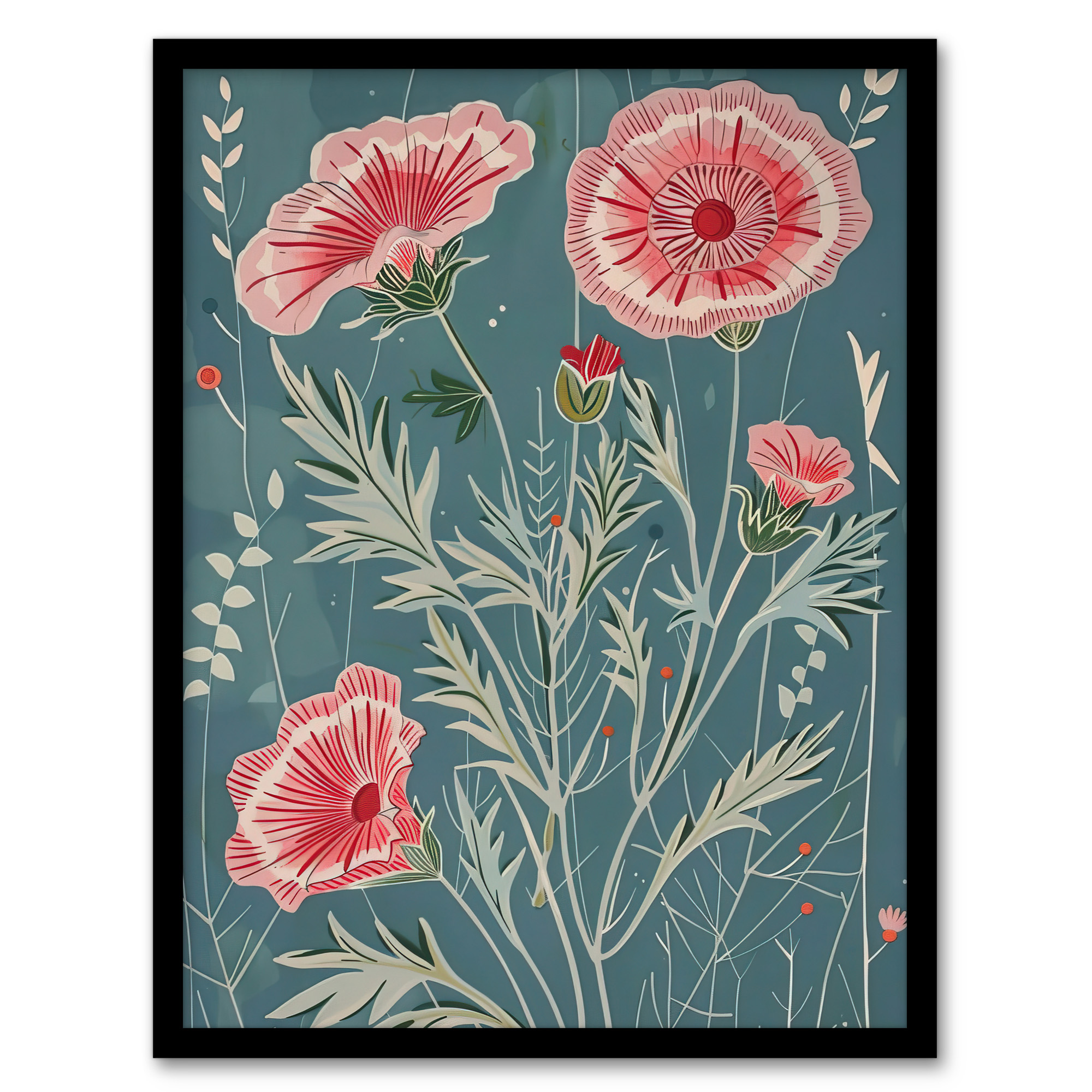Blooming Pink Carnation Flowers Artwork Spring Wall Art Poster Print