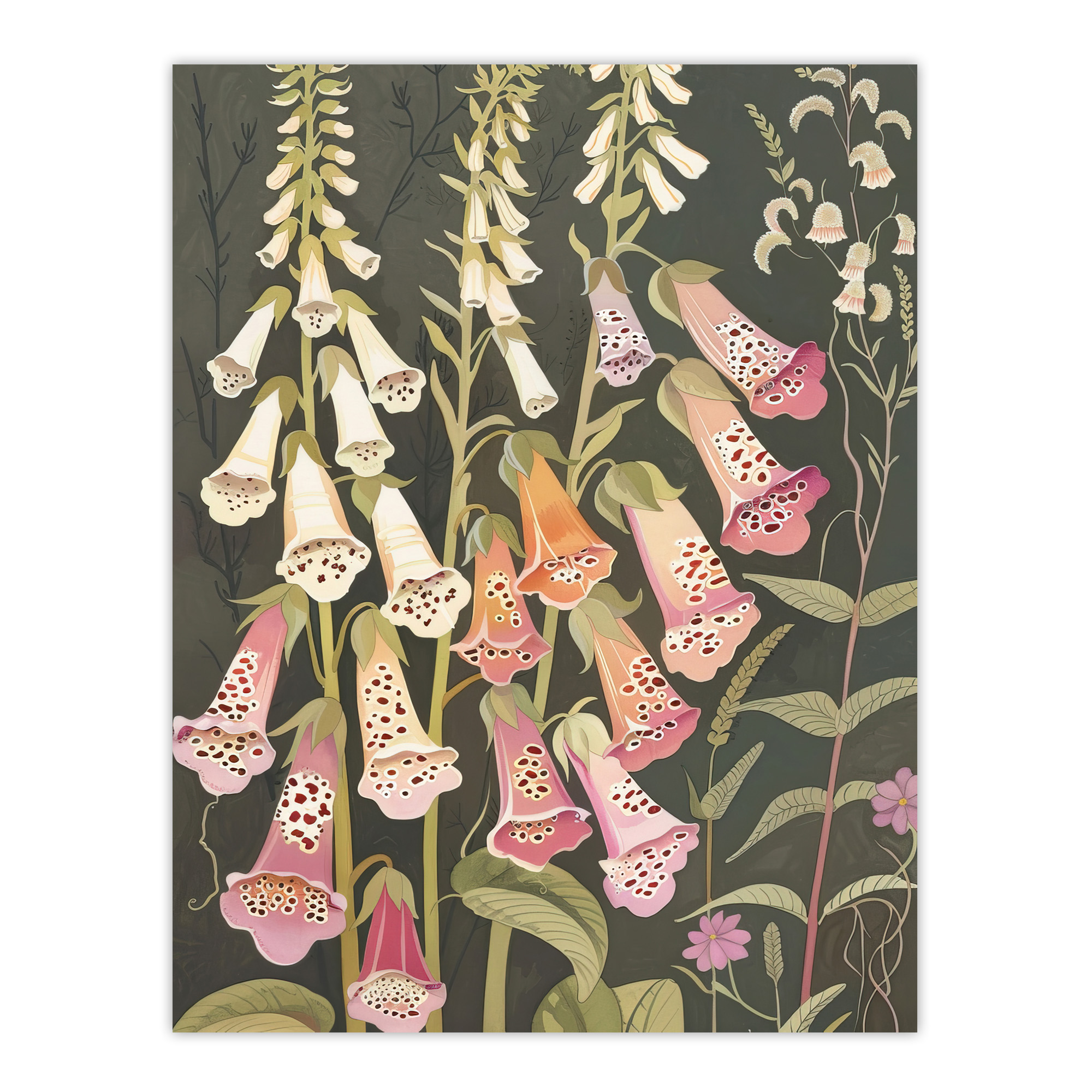 Foxglove Flowers Floral Spring Botanical Blooms Wall Art Poster Print