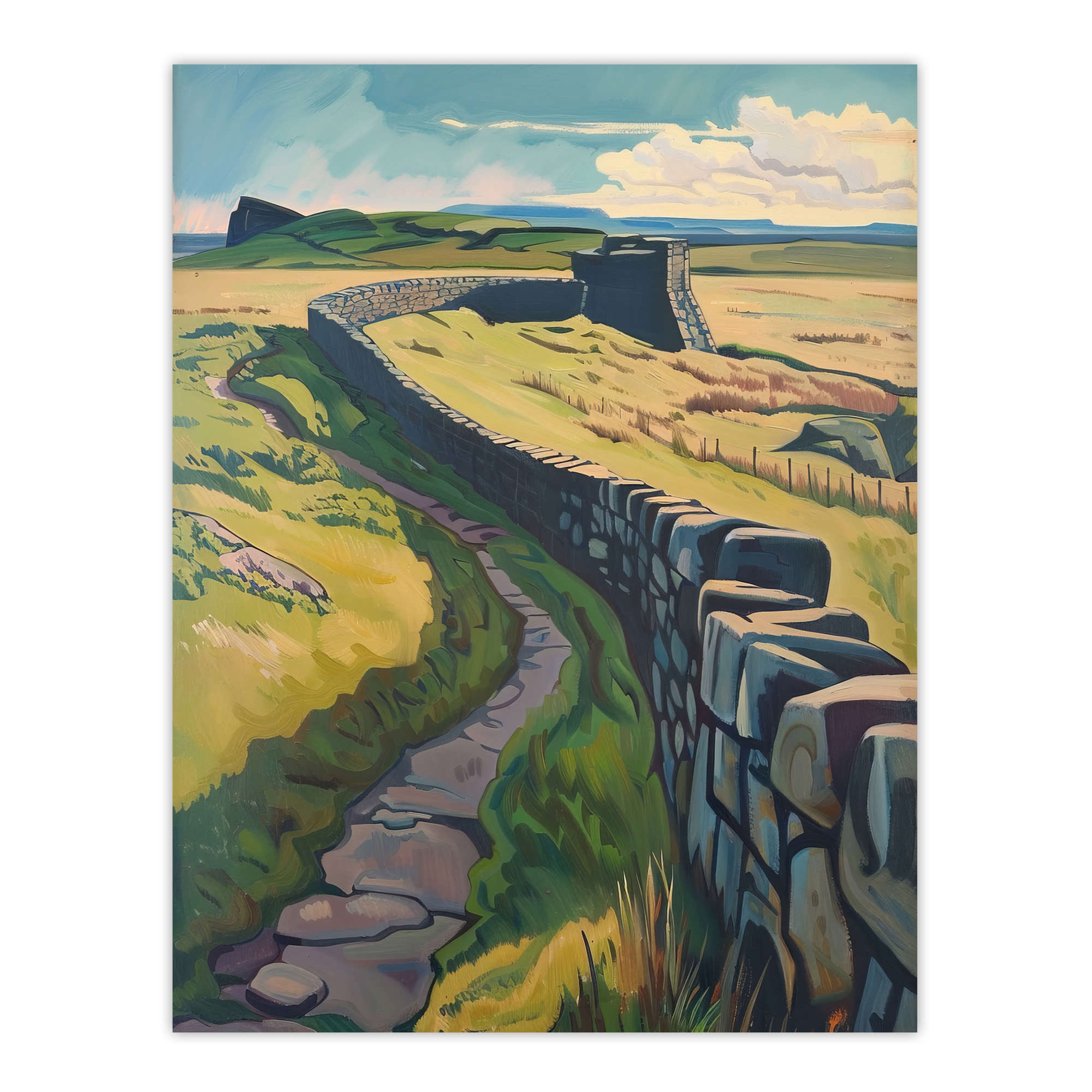 Hadrian's Wall Summer England Landmark Landscape Wall Art Poster Print