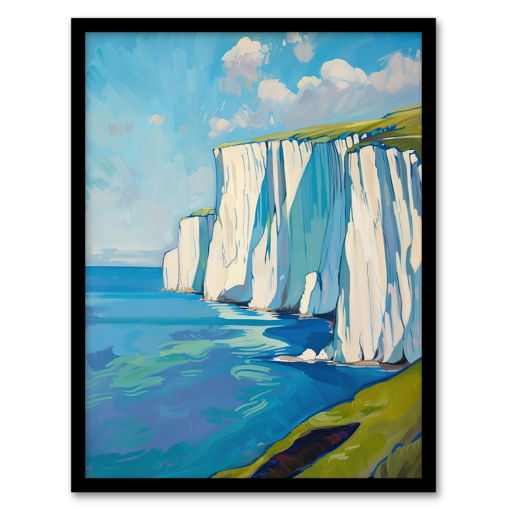 White Cliffs of Dover Coastal Landscape Painting Wall Art Poster Print