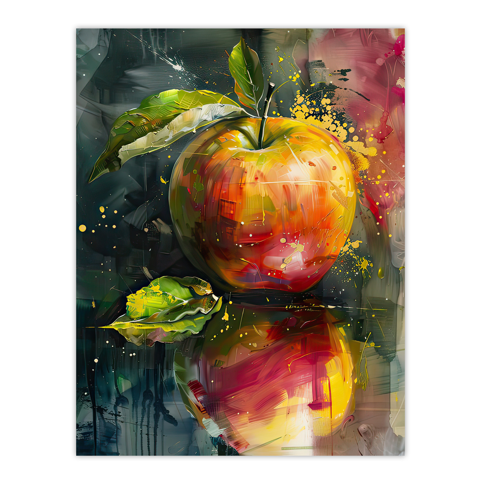 Apple Still Life Modern Artwork Fruit Mirror Wall Art Poster Print