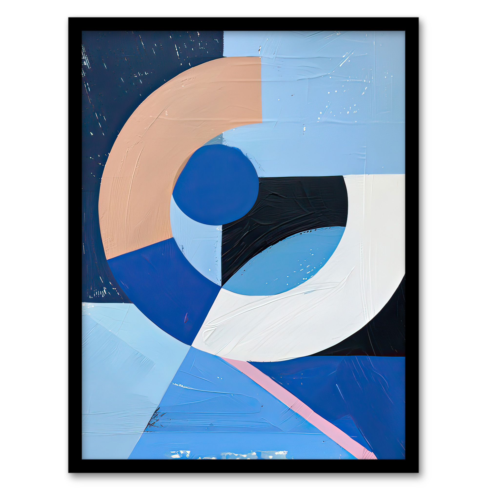 Blue Bauhaus Inspired Modern Artwork Painting Wall Art Poster Print