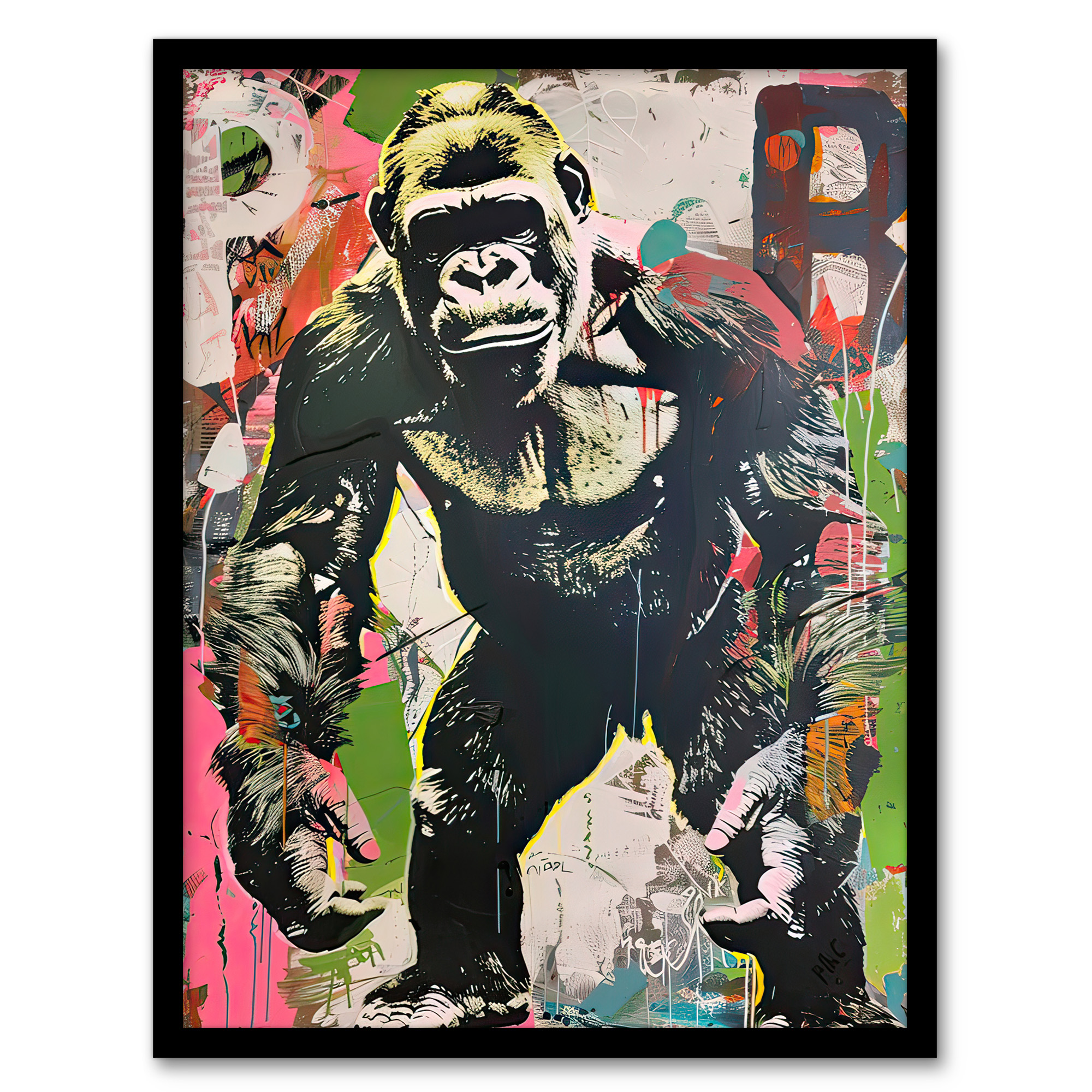 Standing Gorilla Street Graffiti Artwork Modern Wall Art Poster Print