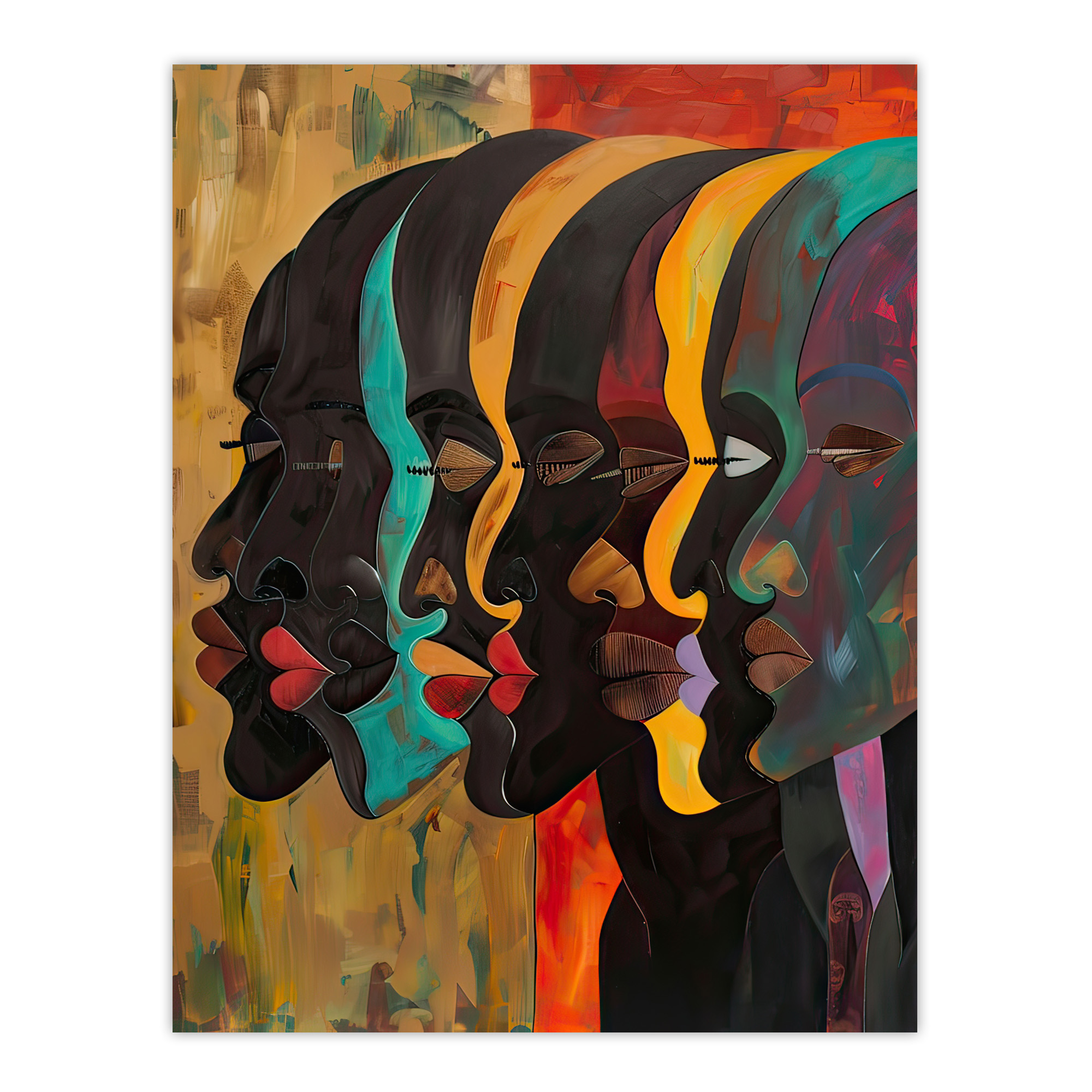 Abstract Black Profile Portrait Painting Trippy Wall Art Poster Print
