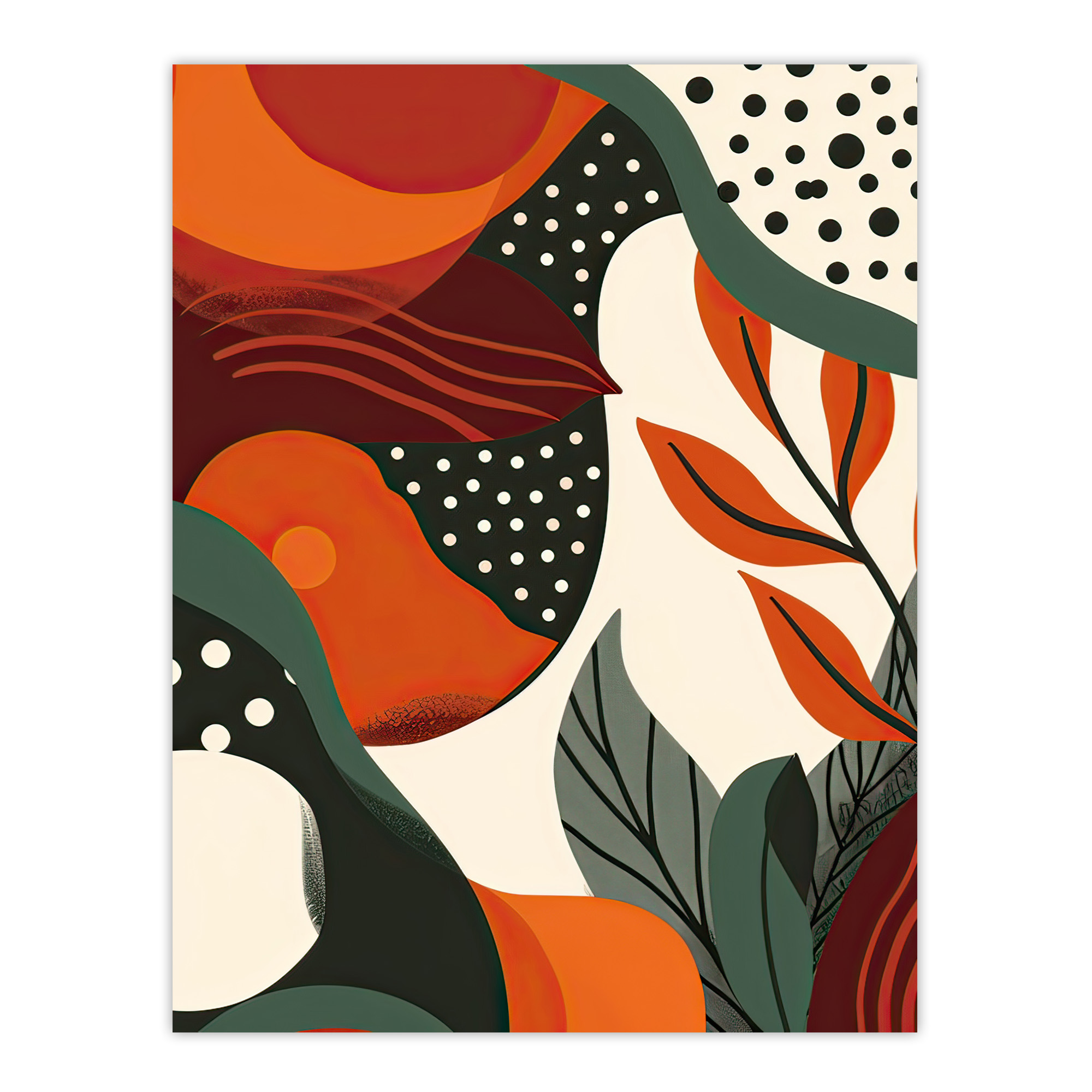 Abstract Botanical Sunrise Design Orange Bold Wall Art Poster Print