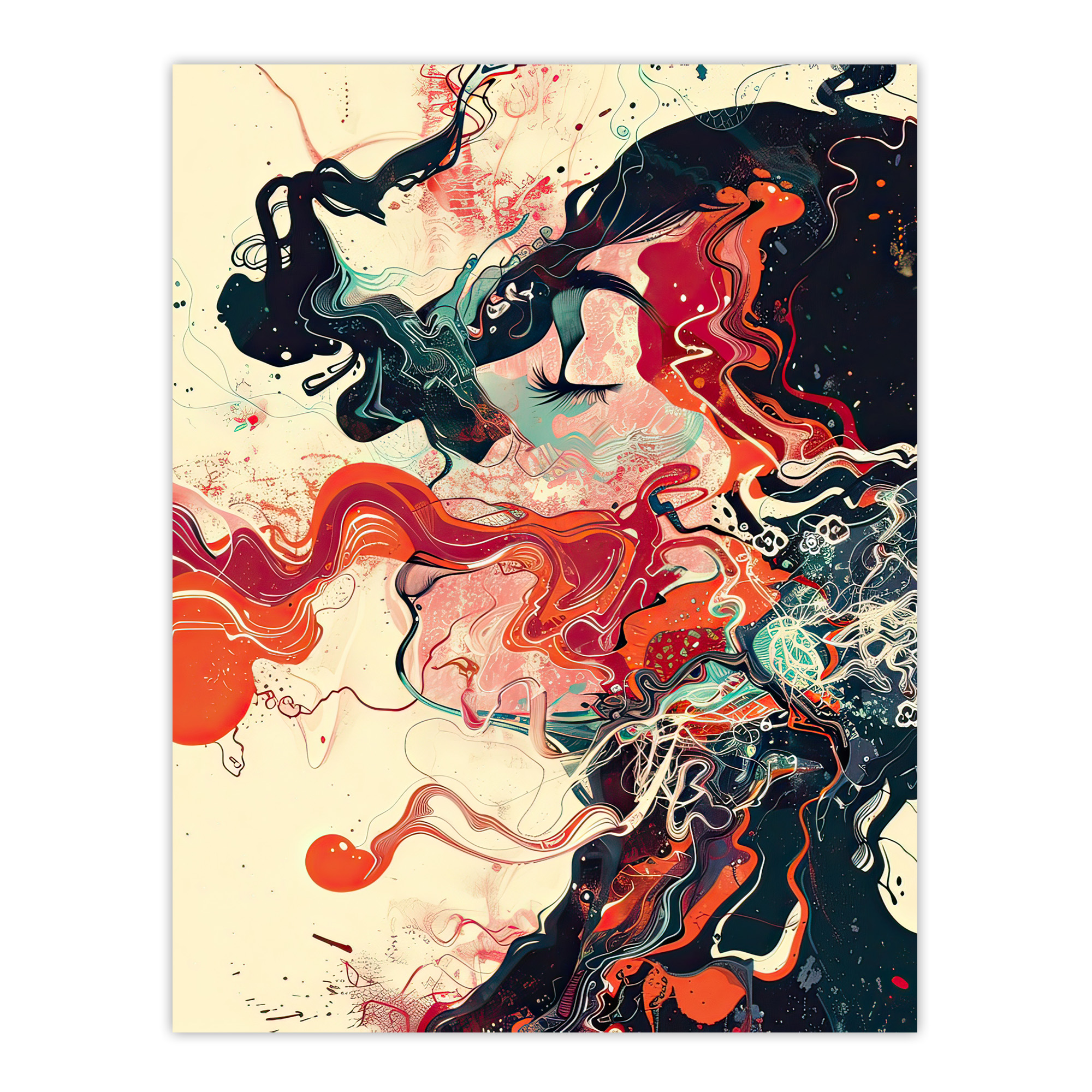 Inhale Trippy Lady Profile Design Psychedelic Wall Art Poster Print