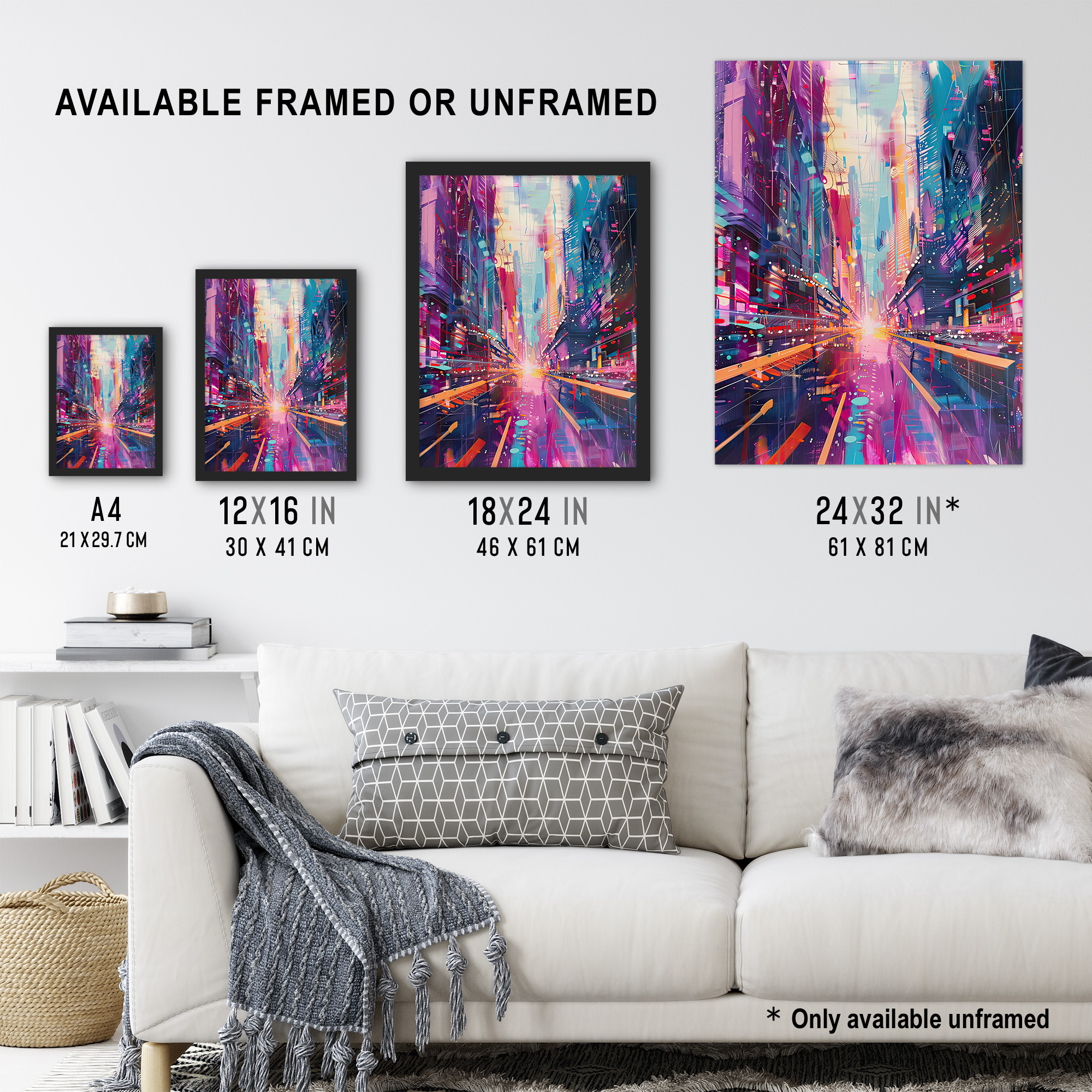 Vibrant Japan Abstract Tokyo City Painting Wall Art Poster