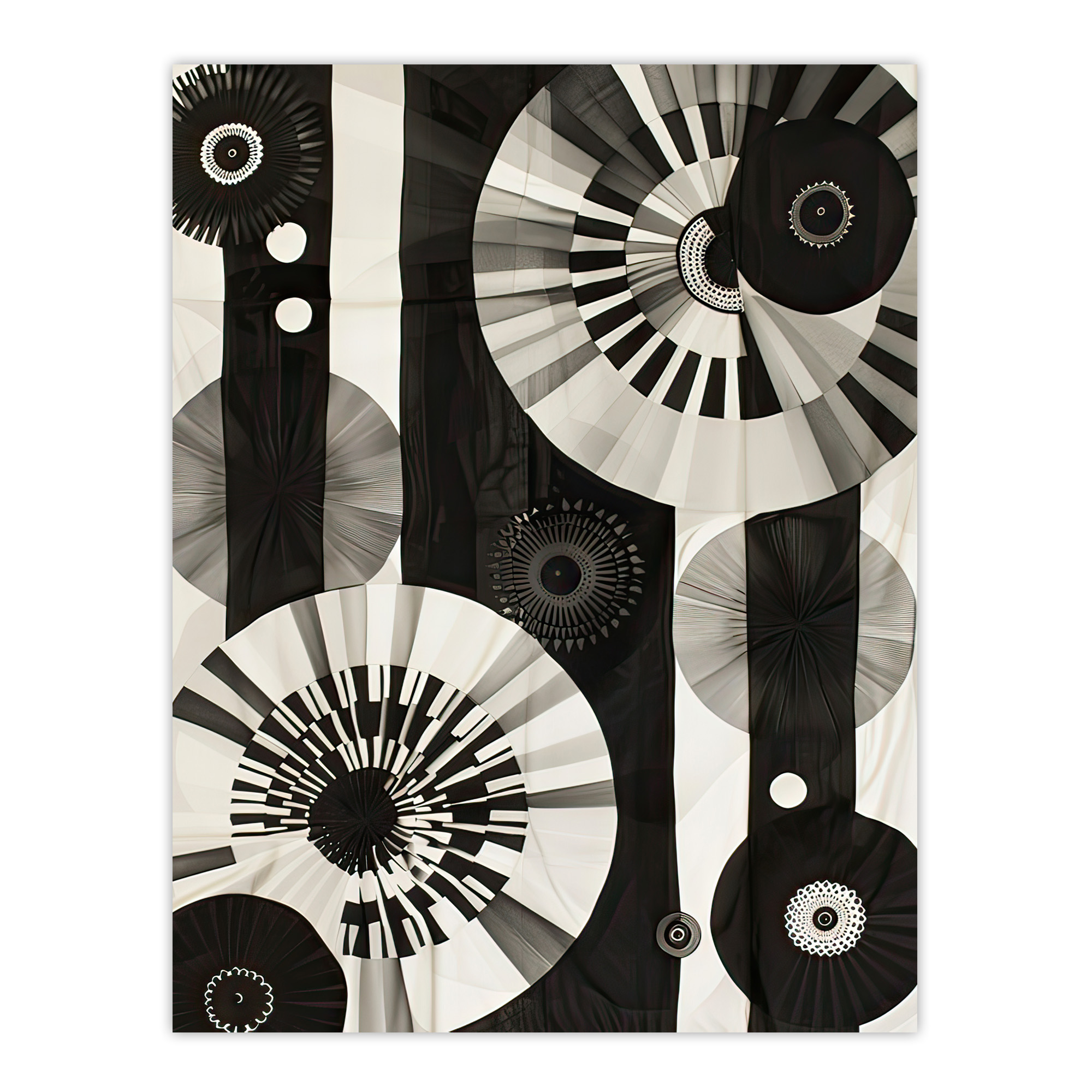Geometric Black White Circle Stripe Patterns Wall Art Poster Print