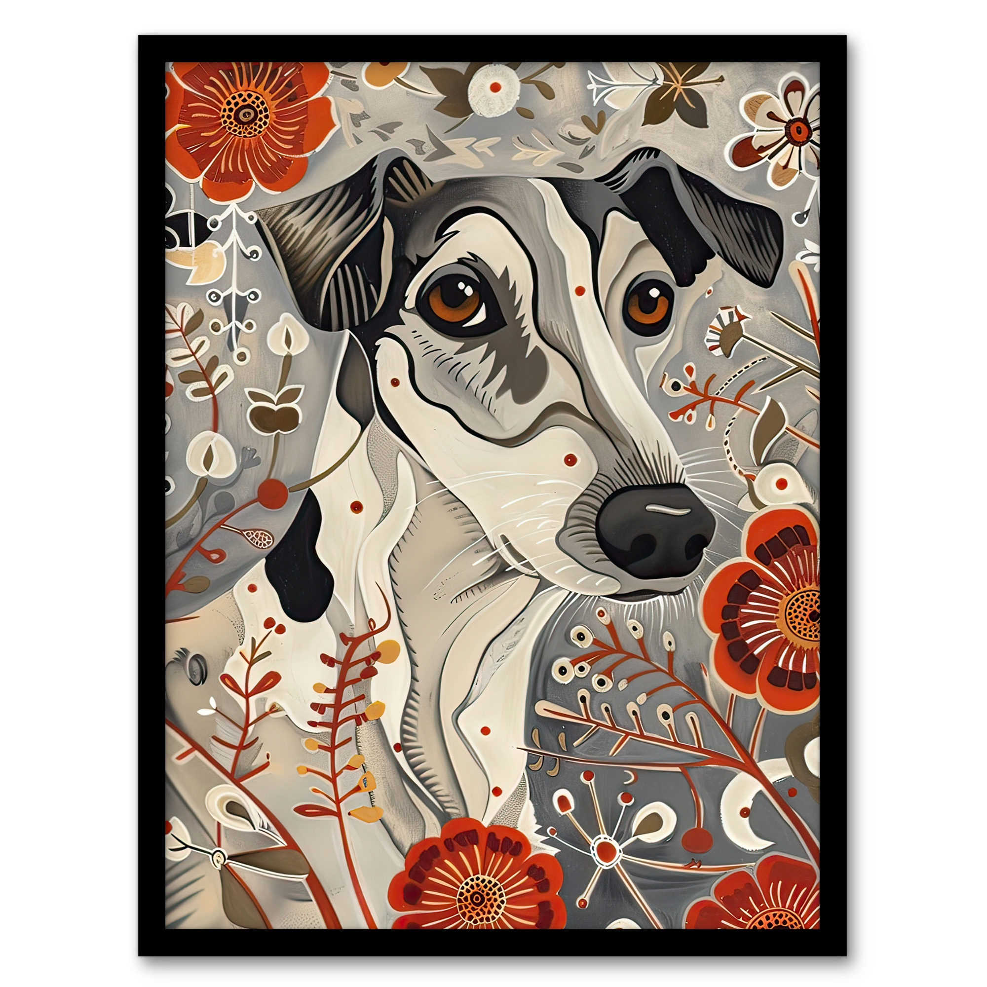 Dog Lover Jack Russell Terrier Pet in Wildflowers Wall Art Poster Print