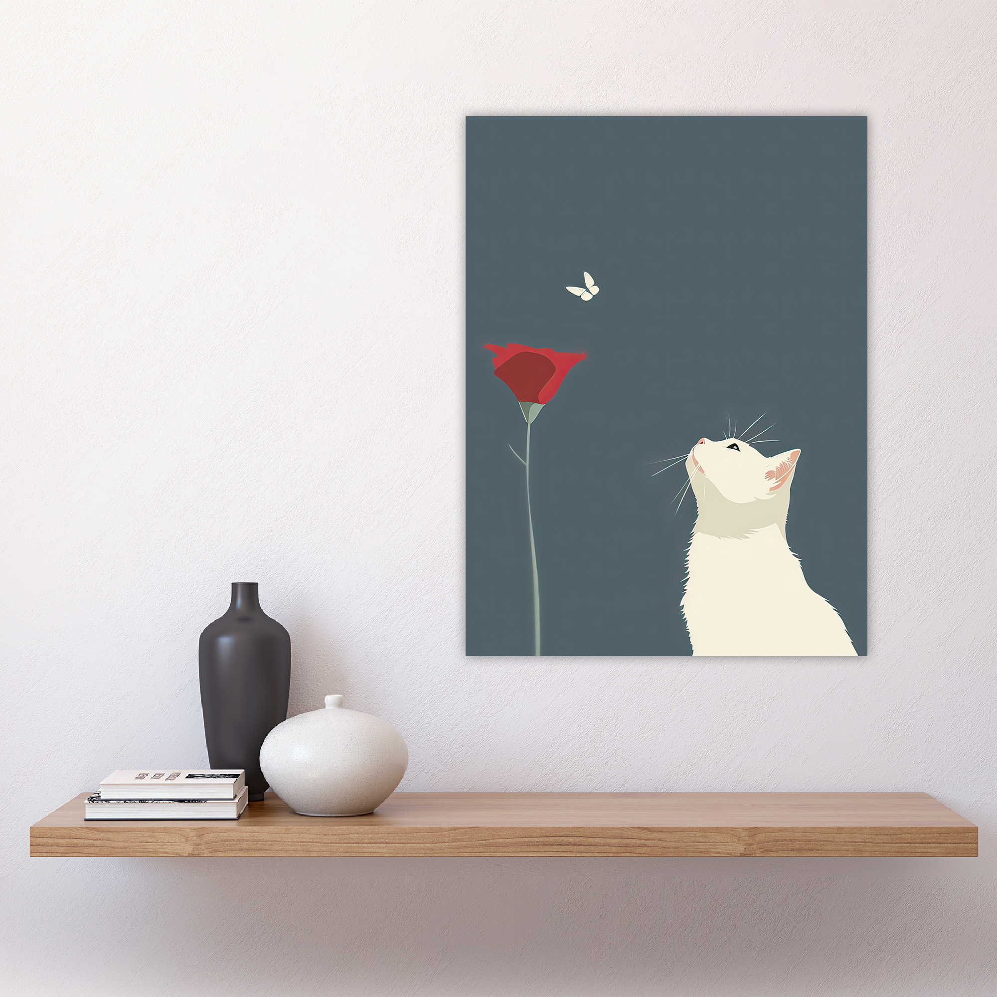 Artery8 Grußkarte 'Tulpe & Schmetterling' Mit Weißer Katze - Blanko-Karte Für Jeden Anlass
