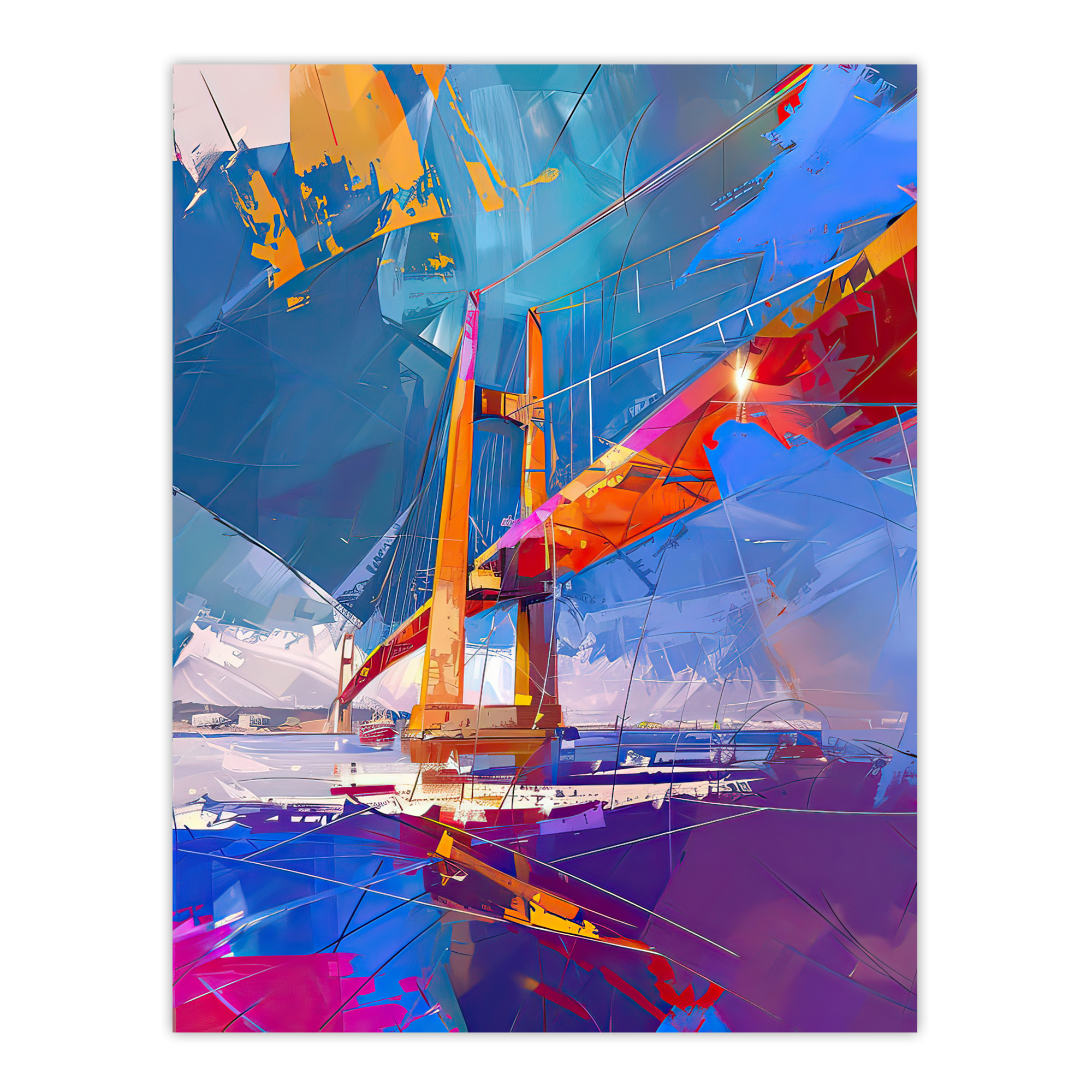 Abstract Bridge Colourful Palette Knife Painting Wall Art Poster Print