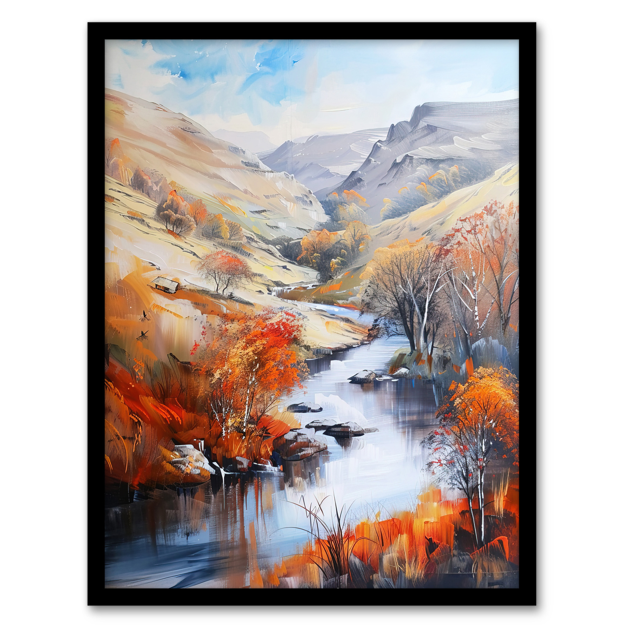 Dovedale River Dove Autumn Landscape Oil Painting Wall Art Poster Print