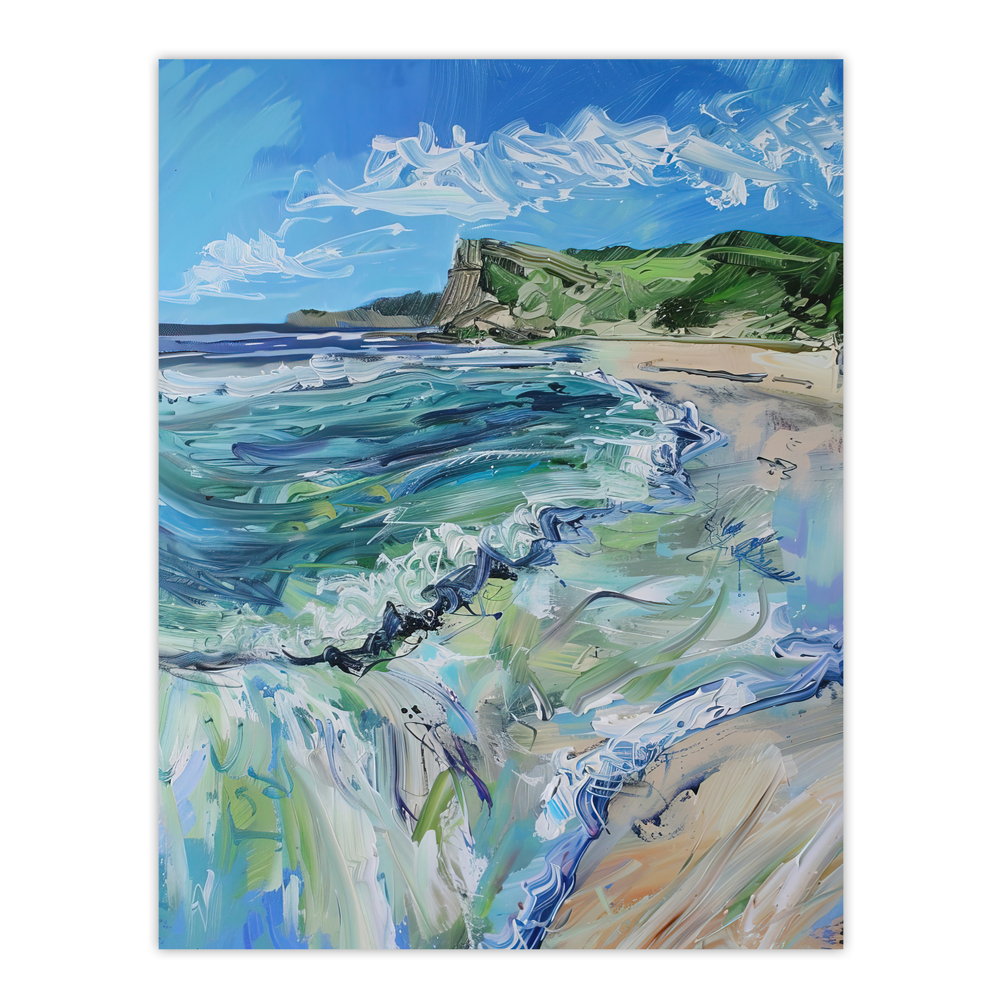 Scarborough North Bay Abstract Coastal Landscape Wall Art Poster Print