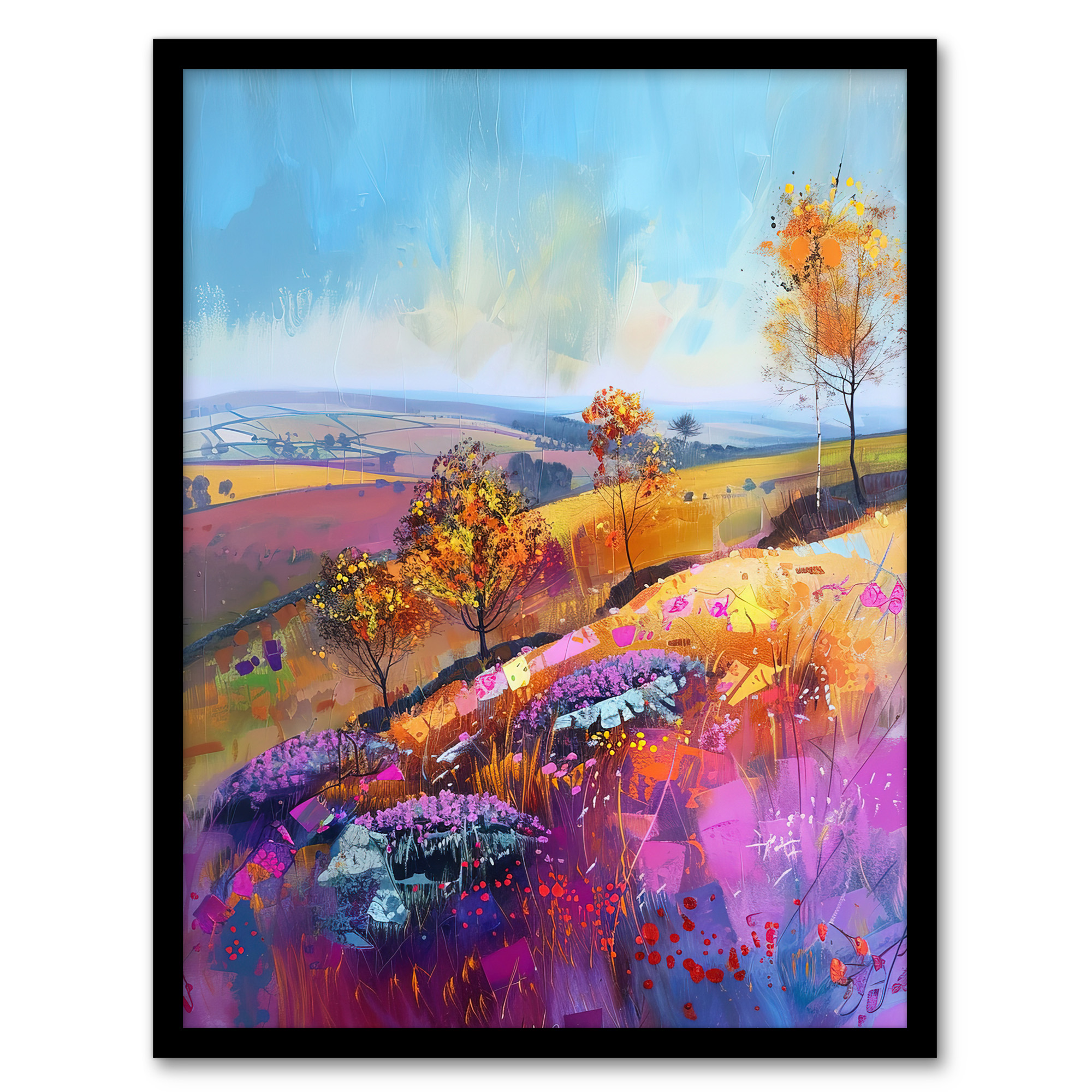 Colourful Autumn Otley Chevin Yorkshire Landscape Wall Art Poster Print
