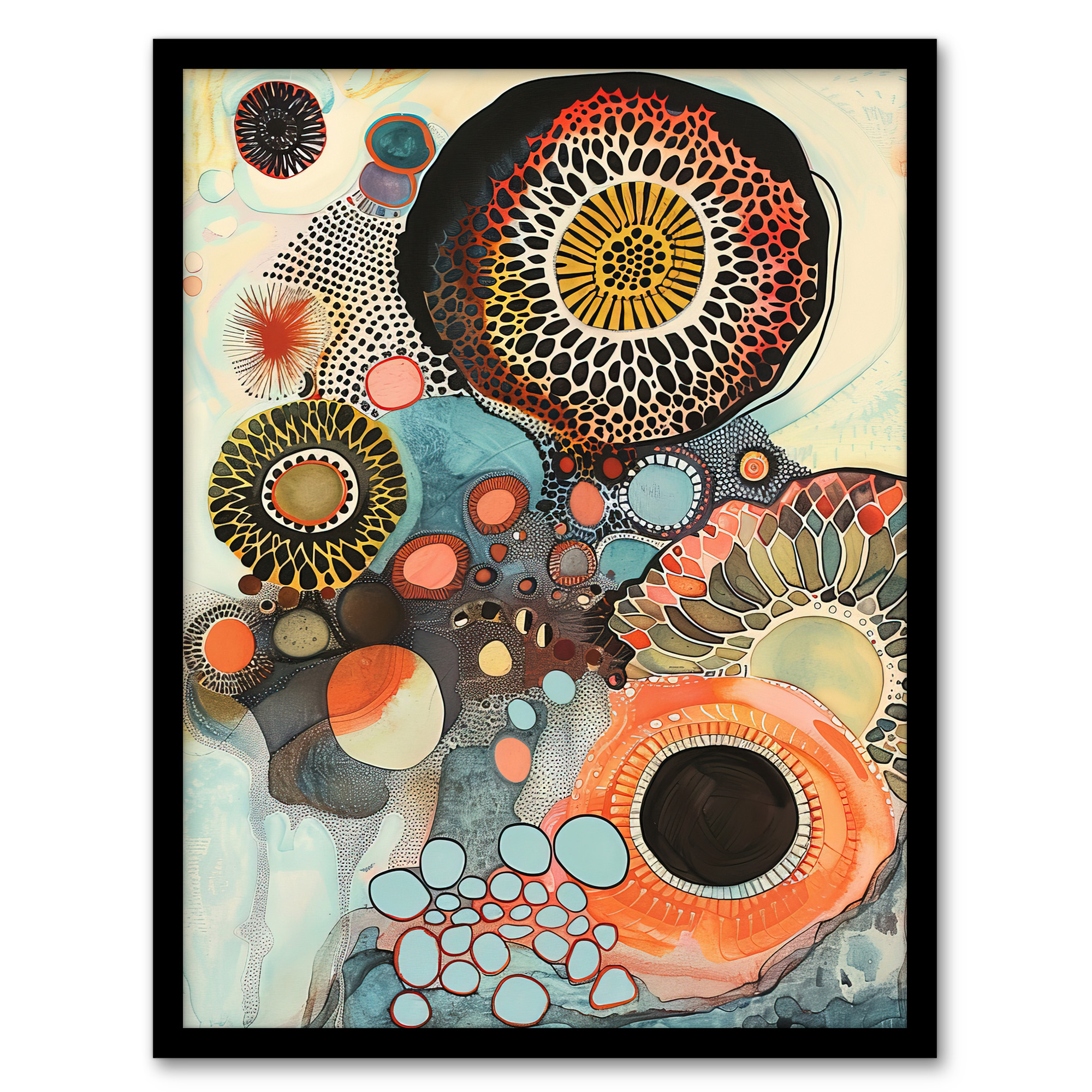 Abstract Mandala Patterns Floral Watercolour Wall Art Poster Print