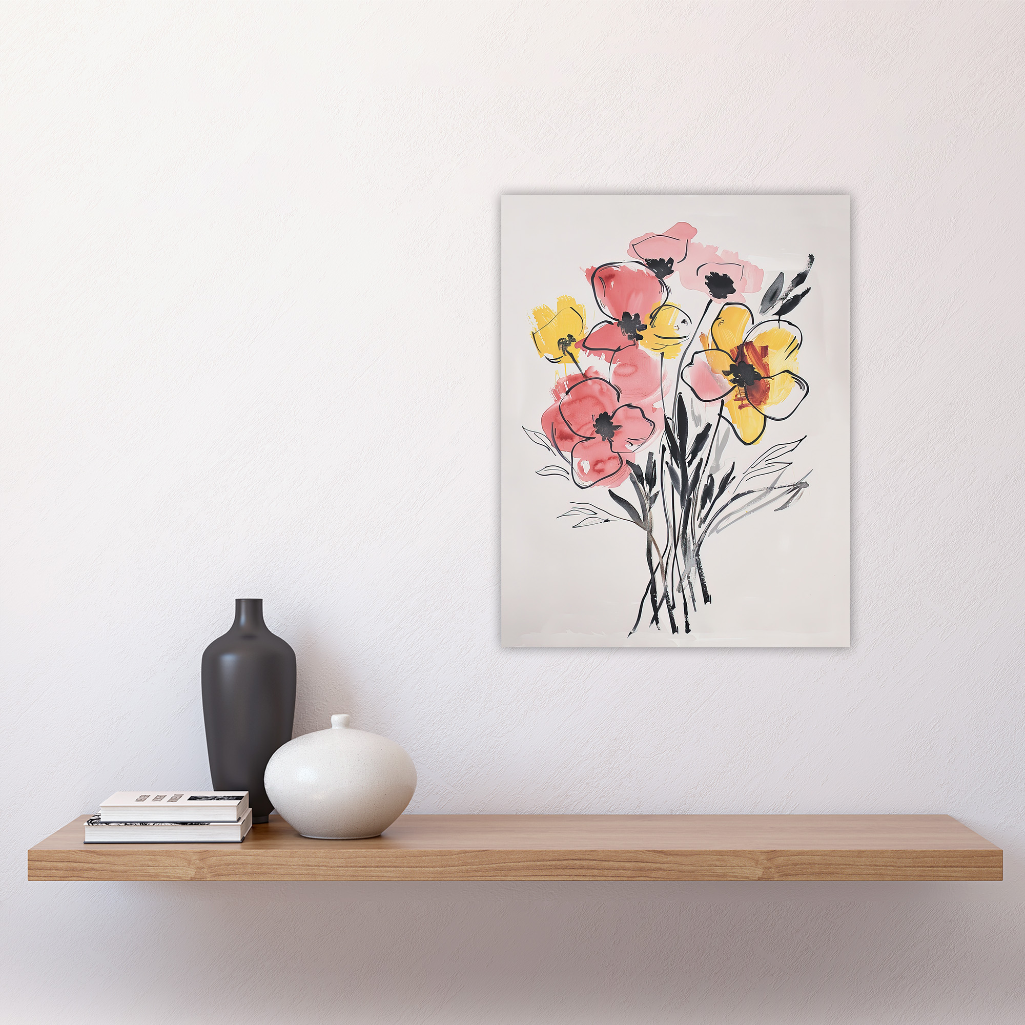 Toile murale Fleurs printanières pastel / 100x140cm / Fabriqué en