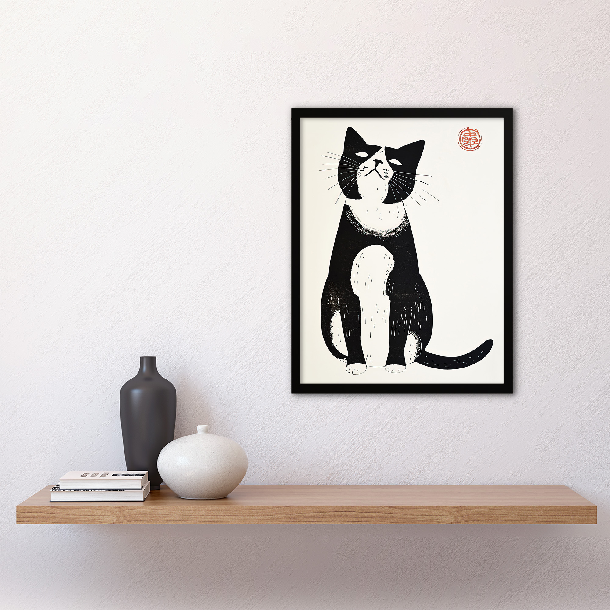 Artery8 White Cat Lover Pet in Floral Japanese Kimono Blank For Him Or Her Art Birthday Card