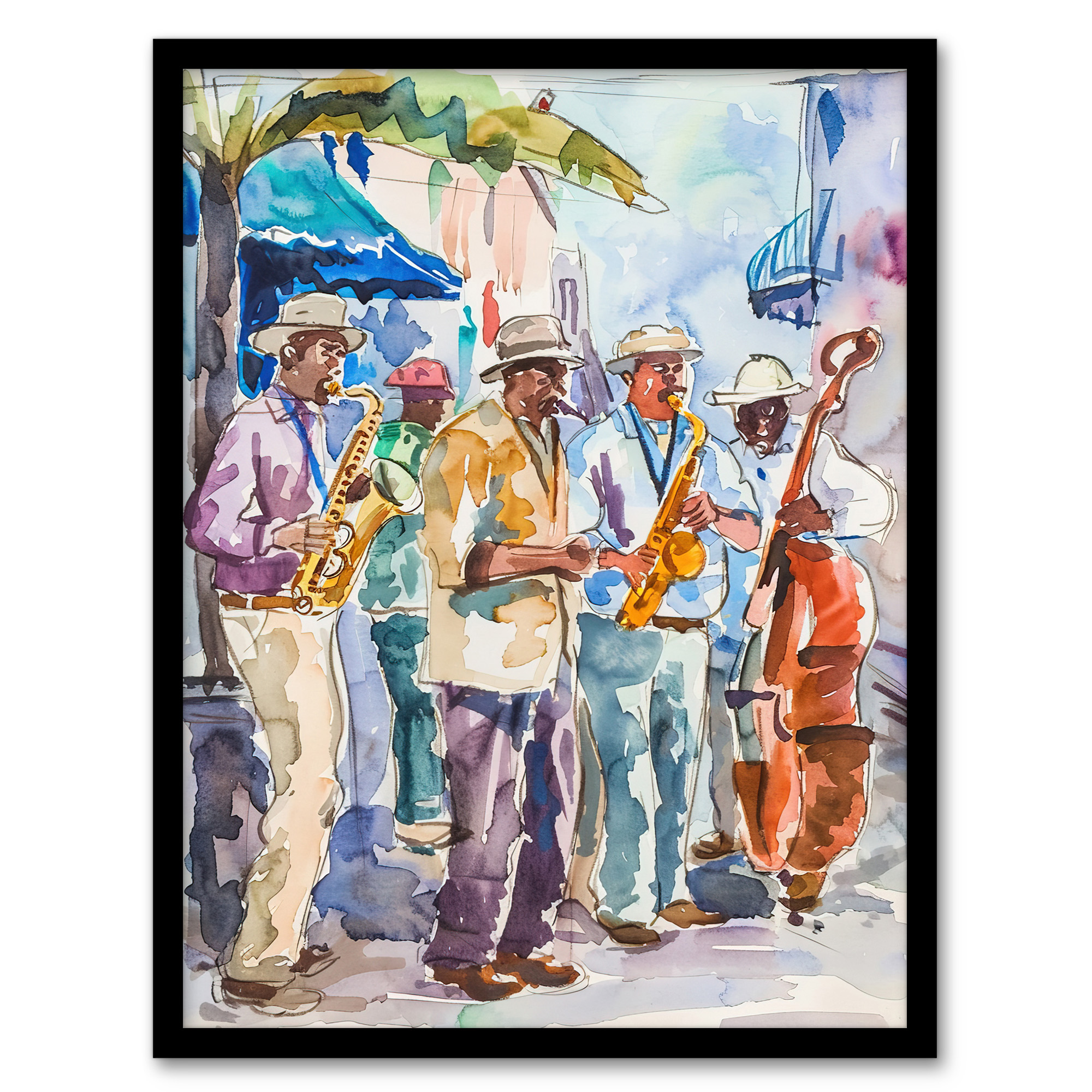 New Orleans Jazz Musik Festival Straßenmusiker Wandbild Poster Druck - Bild 12 von 26