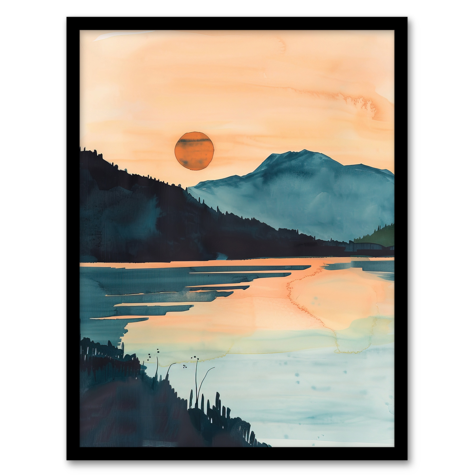 Sun Rising Over Loch Shiel Lakeside Mountains Wall Art Poster Print