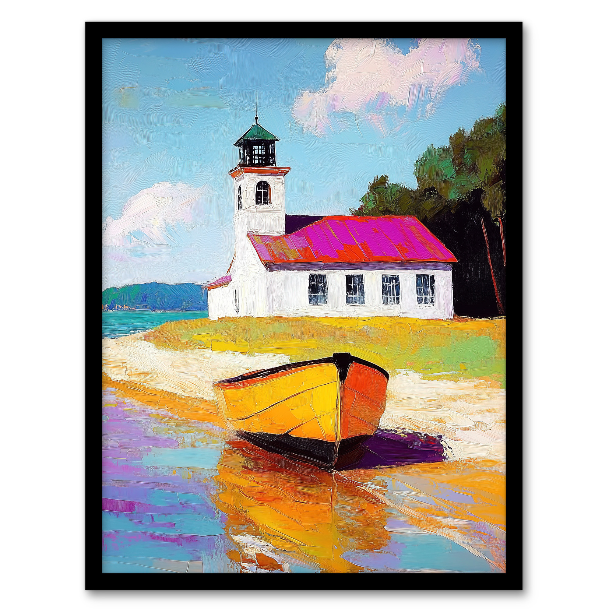 Boat by Small German Chapel Coastal Landscape Wall Art Poster Print
