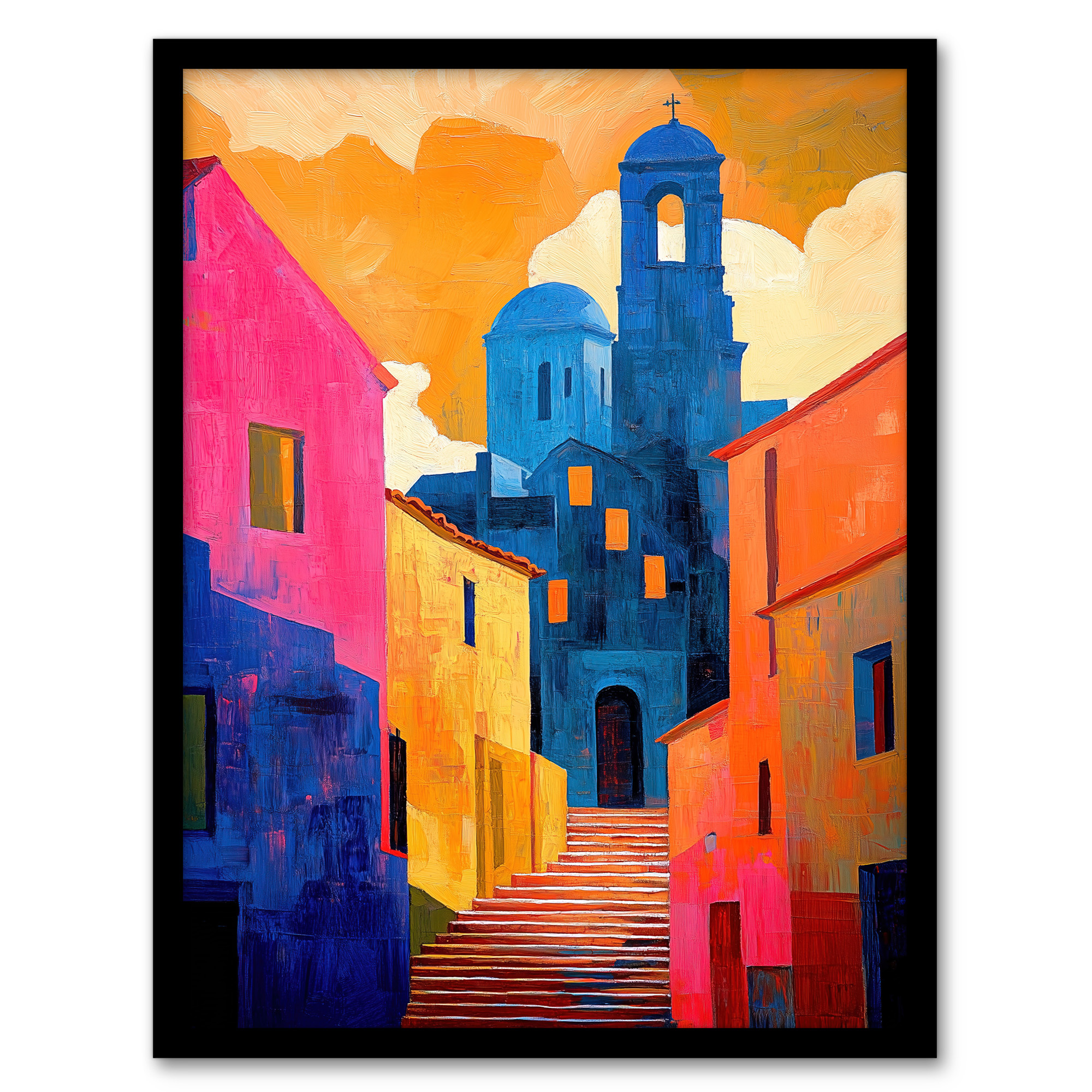 Italian Church Cityscape Colourful Abstract Wall Art Poster Print