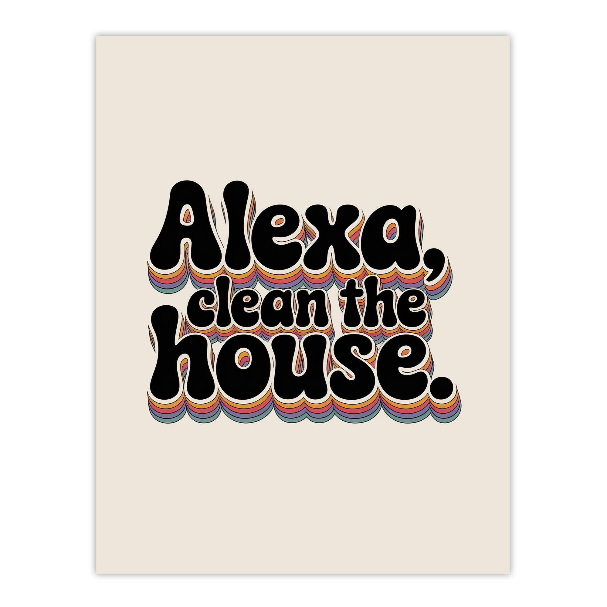 Assistant Clean The House Funky Retro Typography Wall Art Print