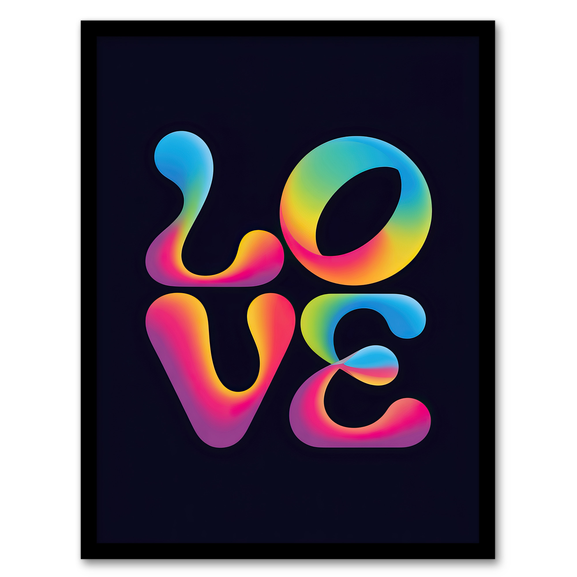 Love Funky Retro Colourful Neon Typography Wall Art Print