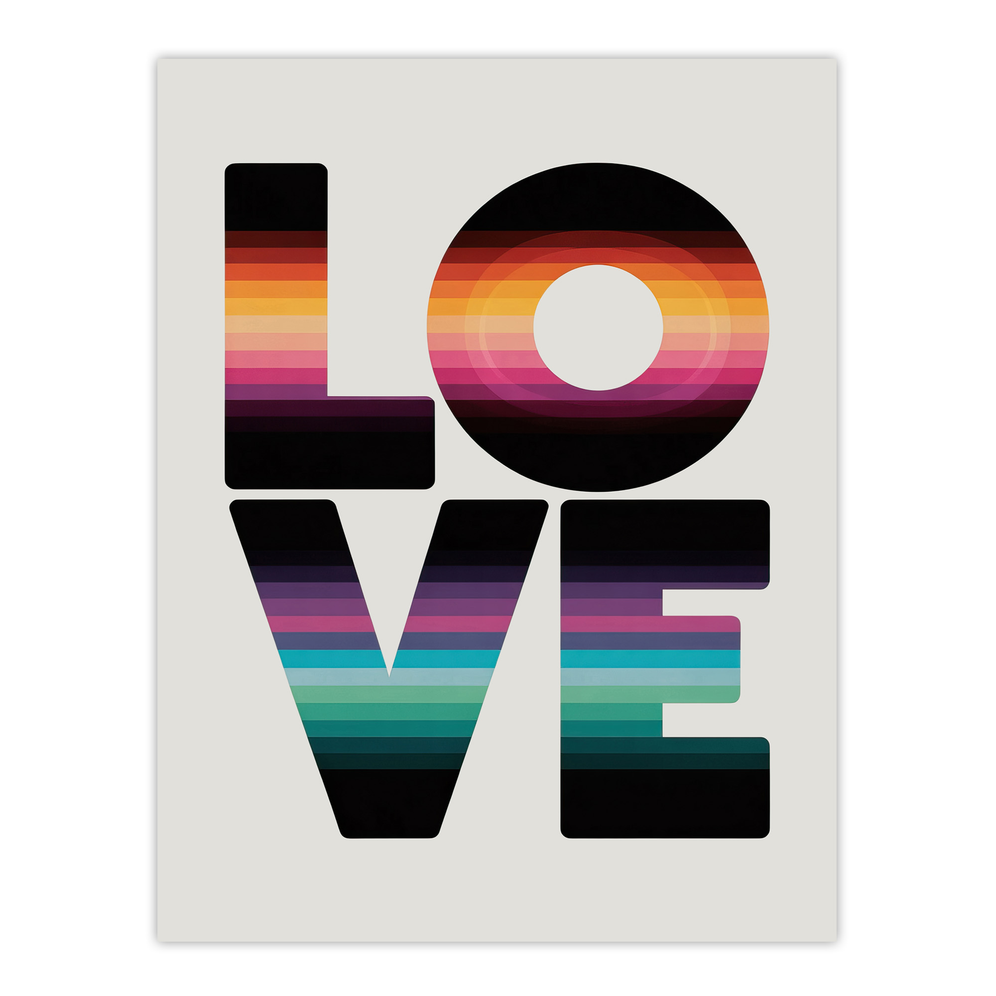 Love Retro Colour Gradient Stripe Typography Wall Art Print