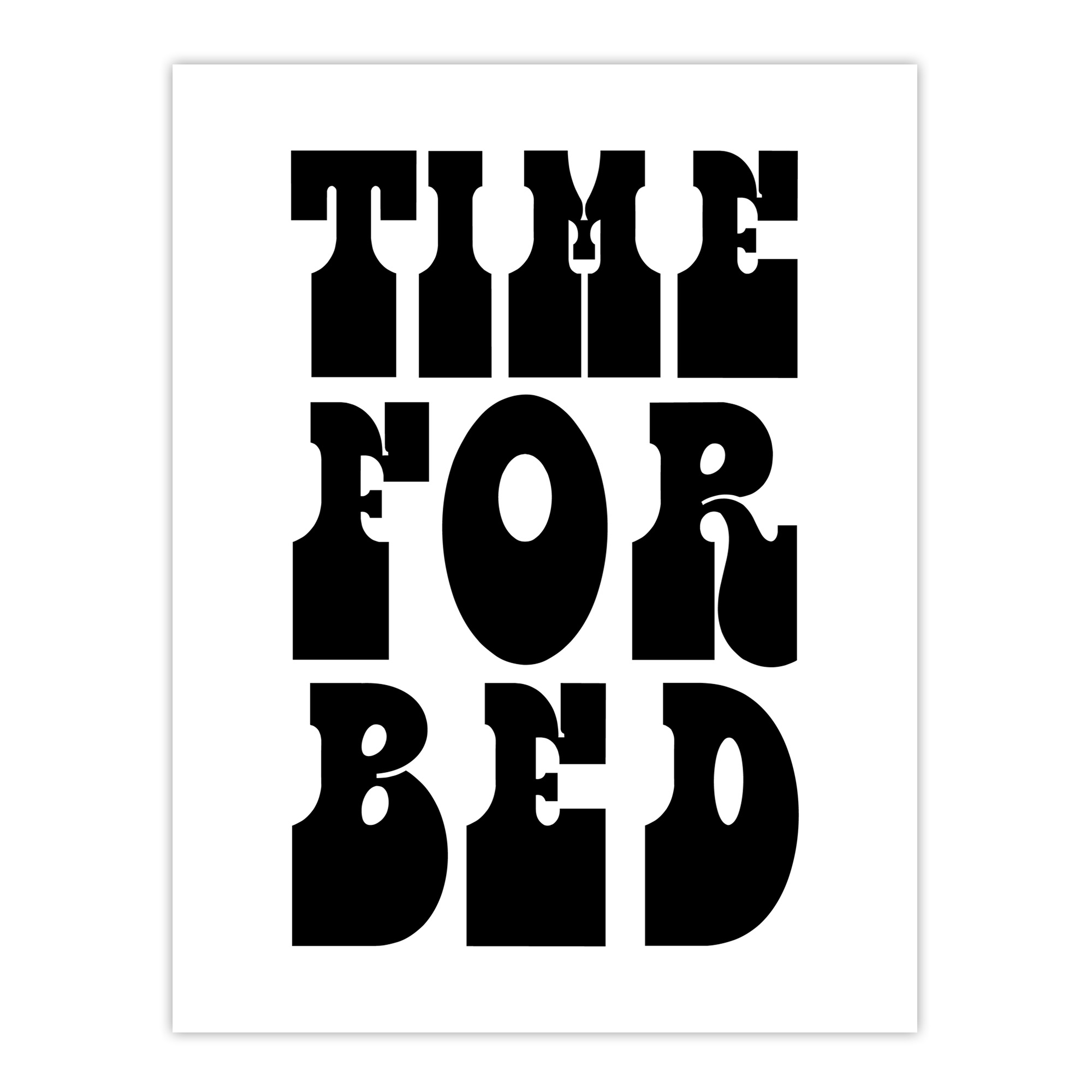Time For Bed Black And White Bold Modern Wall Art Print