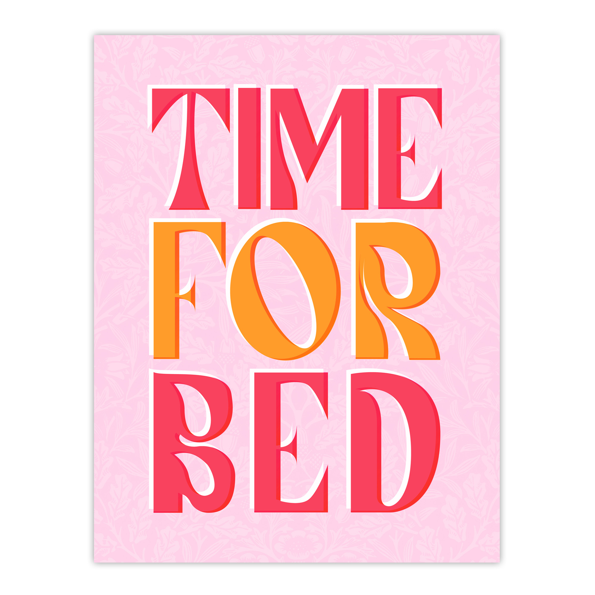Time For Bed Pink And Orange Bold Modern Wall Art Print