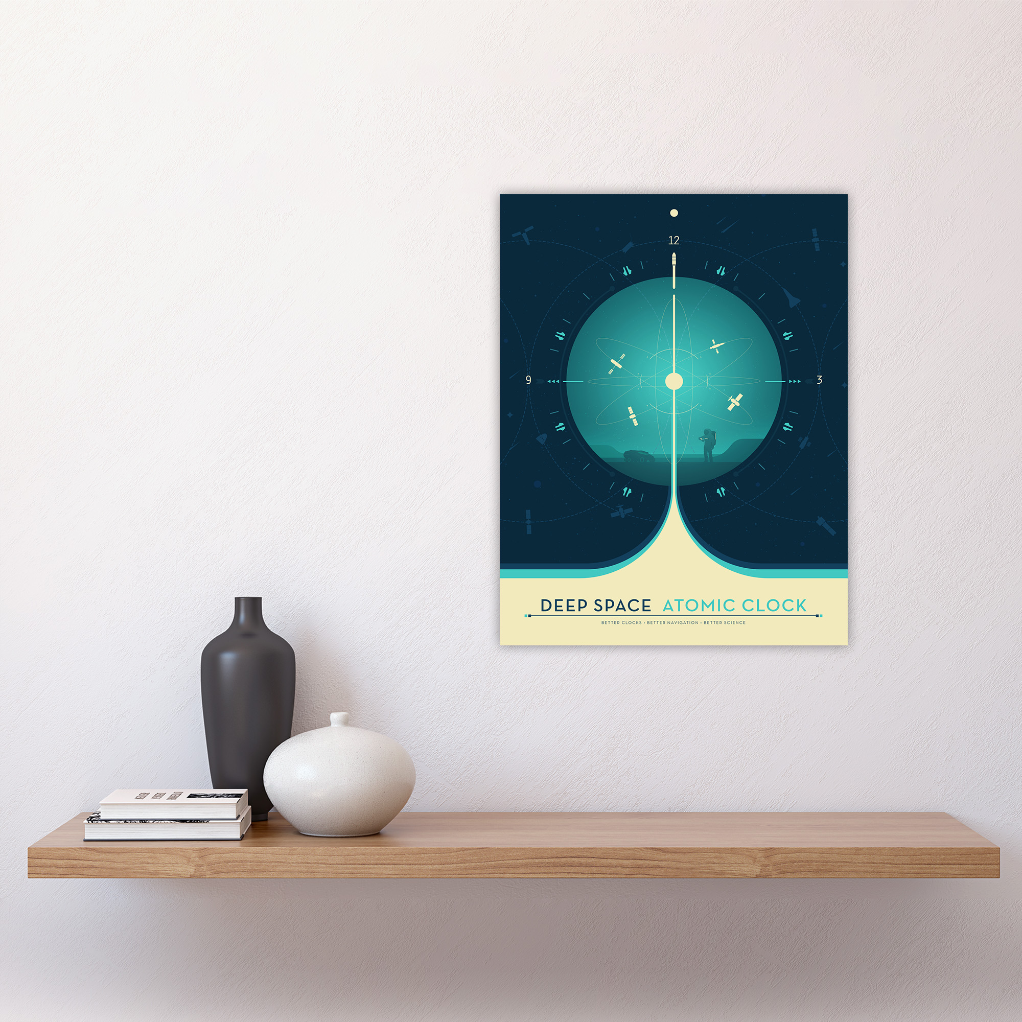 Deep Space Atomic Clock Blue Earth Orbit Spacecraft NASA Wall Art Poster Print