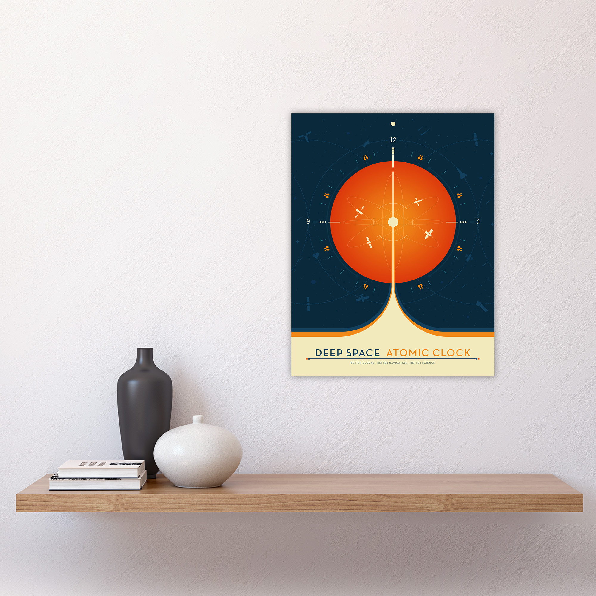Deep Space Atomic Clock Orange Earth Orbit Spacecraft NASA Wall Art Poster Print