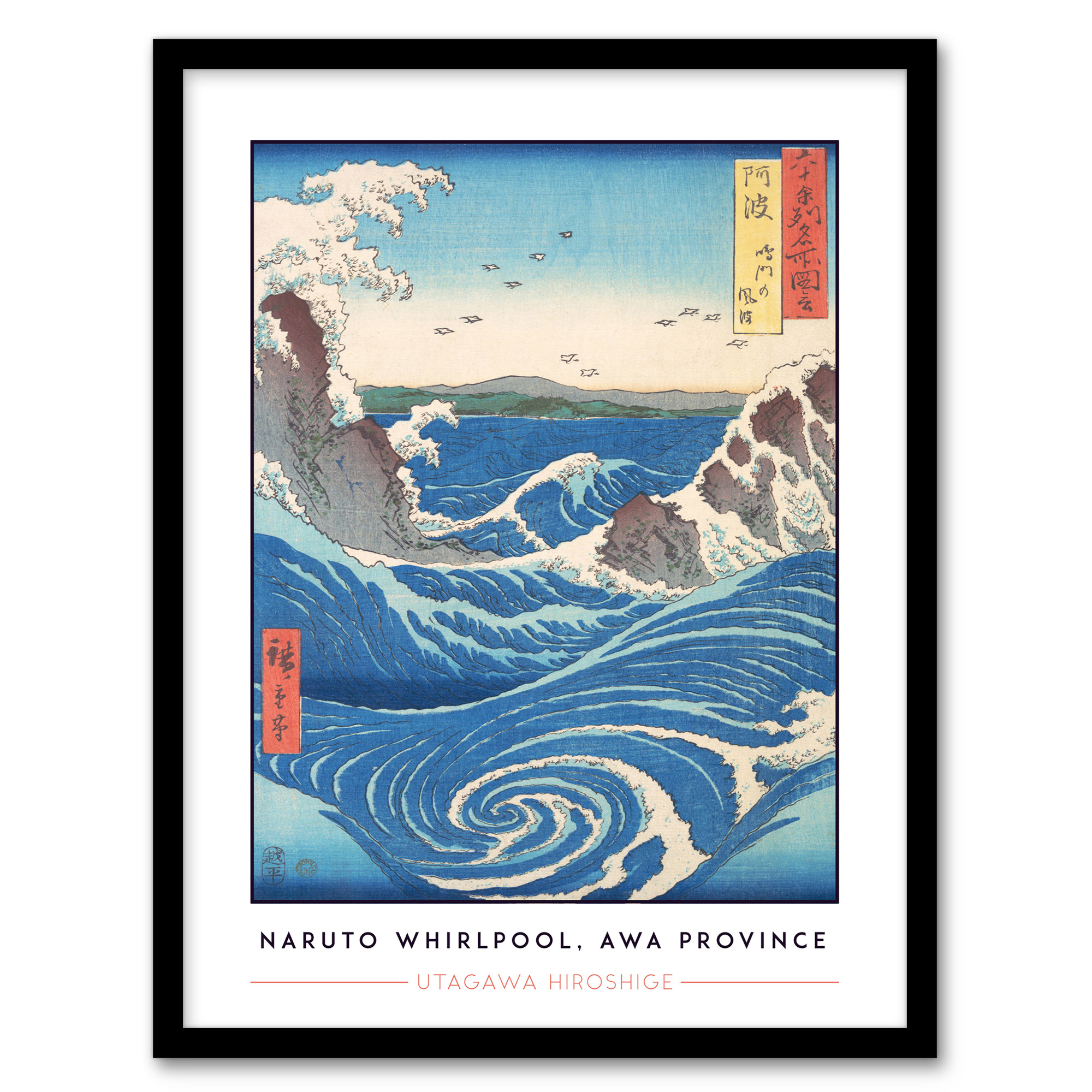 Utagawa Hiroshige Naruto Whirlpool Awa Province Wall Art Poster Print