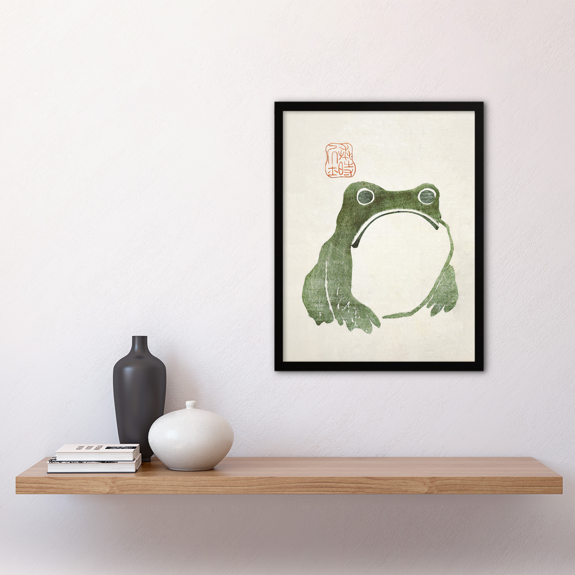 Vintage japanischer niedlicher mürrischer Frosch Matsumoto Hoji Wandkunst Poster Druck - Bild 20 von 26
