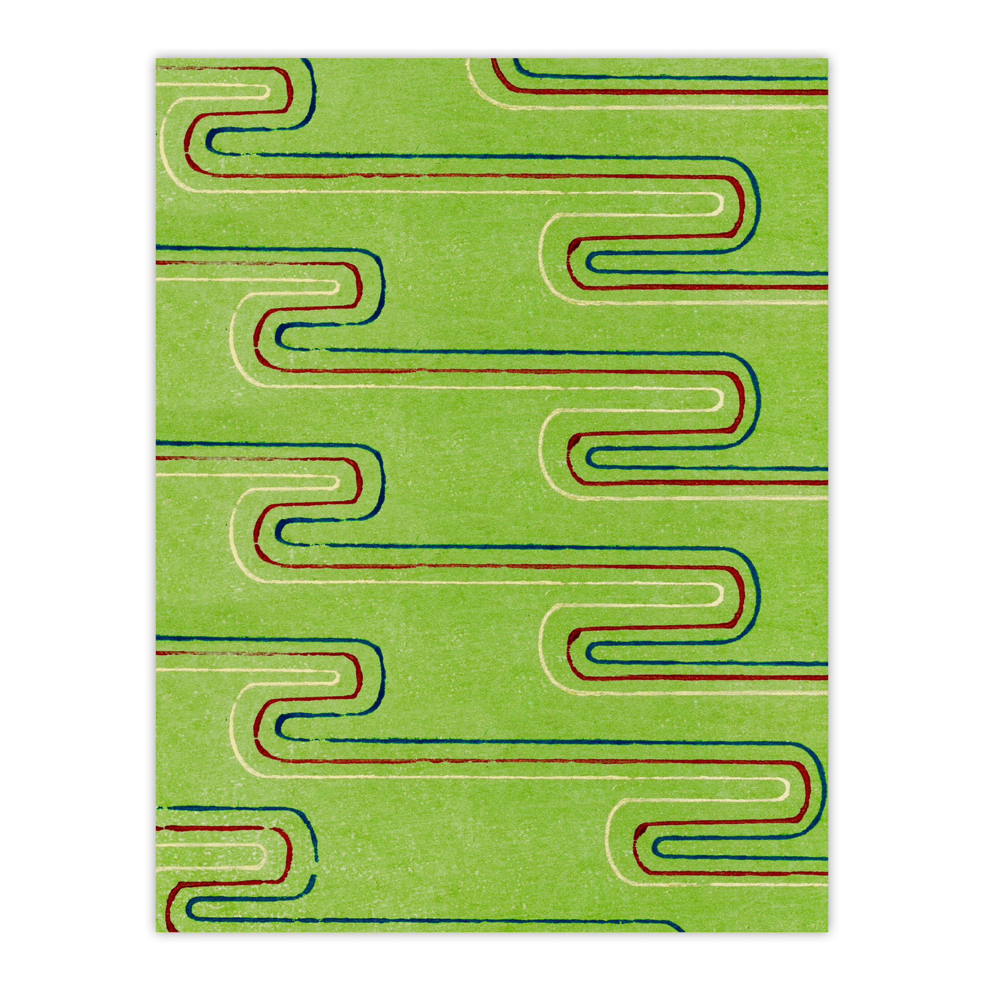 Green Red Line Textile Pattern Japan Framed Wall Art Print Furuya Korin