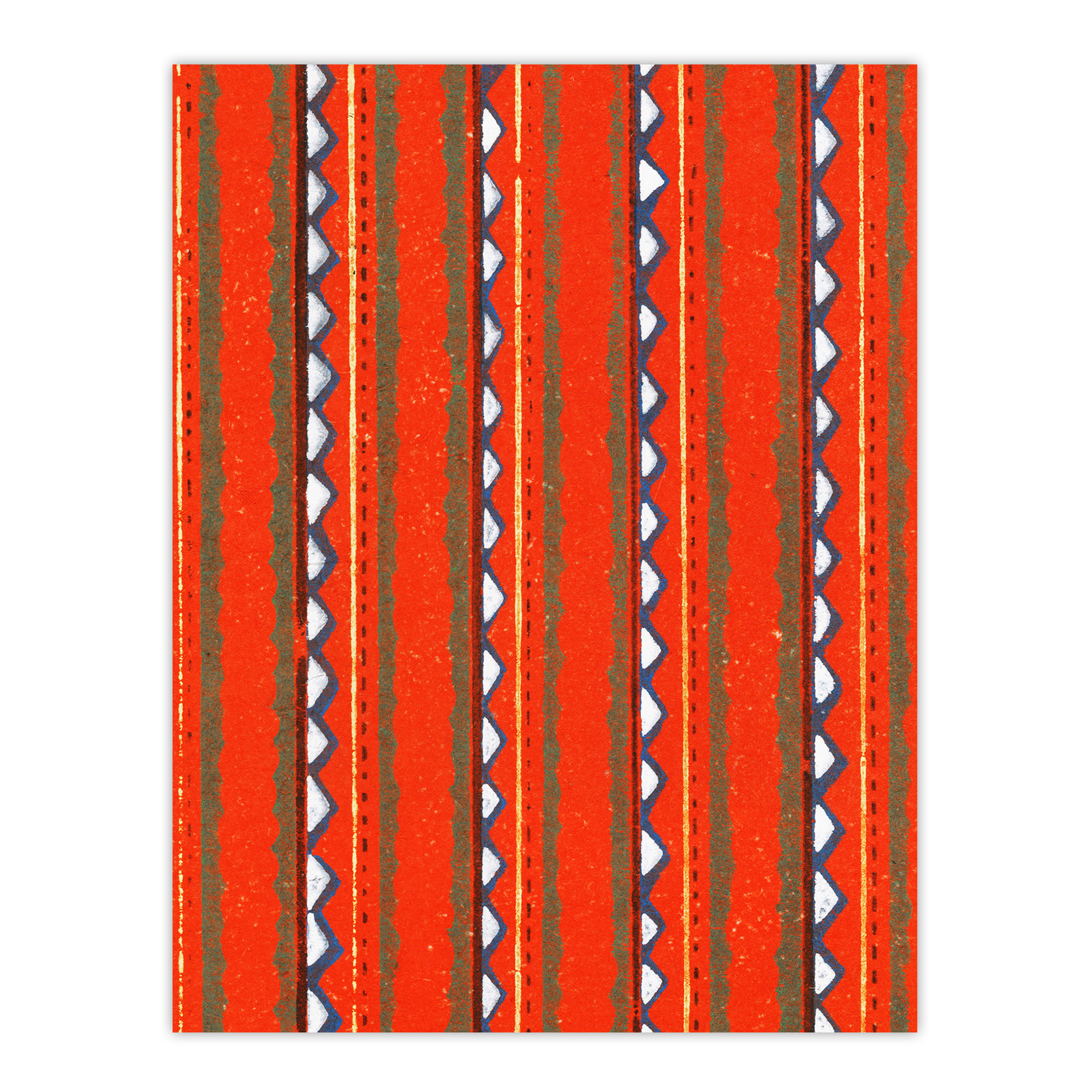 Red Geometric Textile Pattern Vintage Japan Framed Wall Art Print Korin